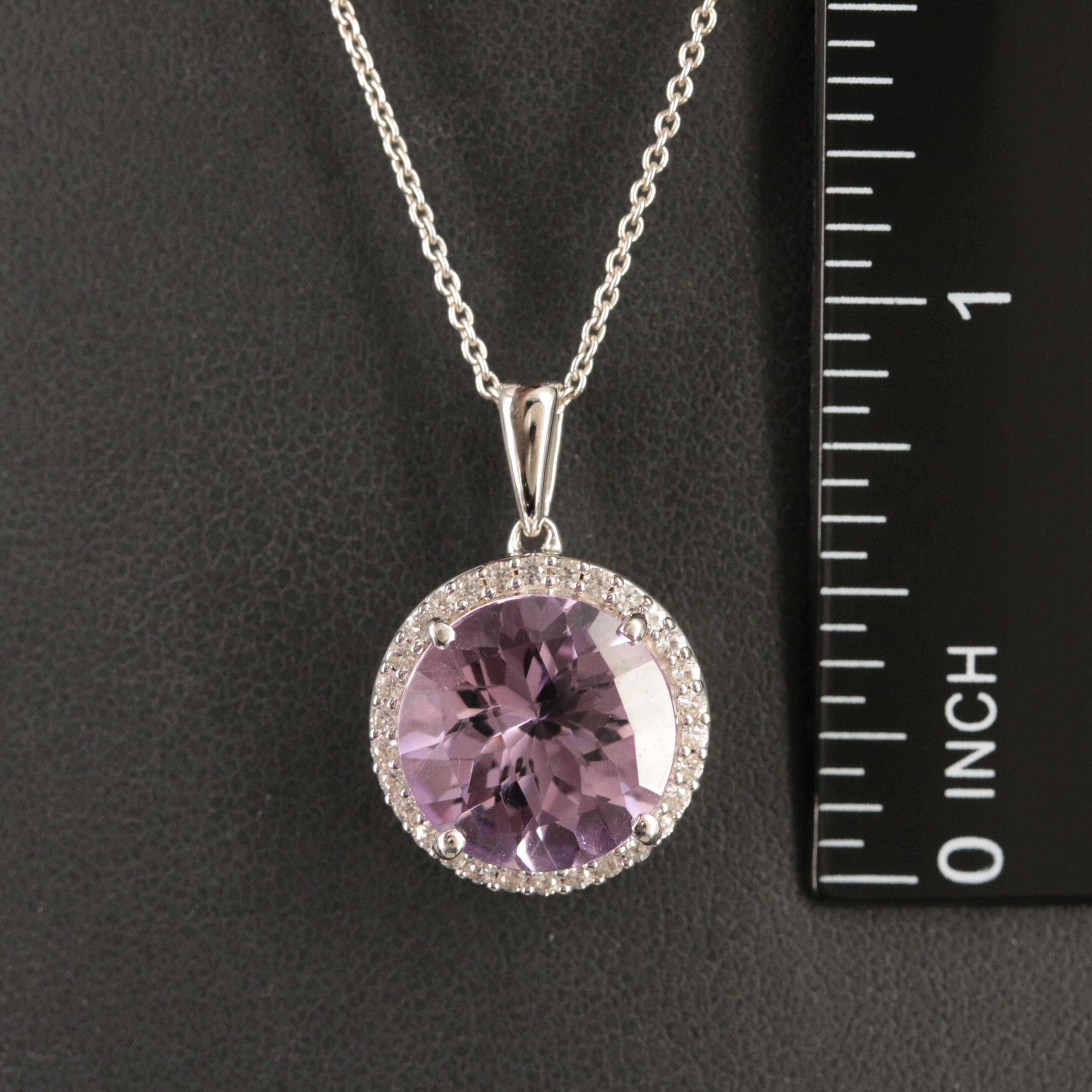 Sterling Amethyst and White Sapphire Pendant Necklace