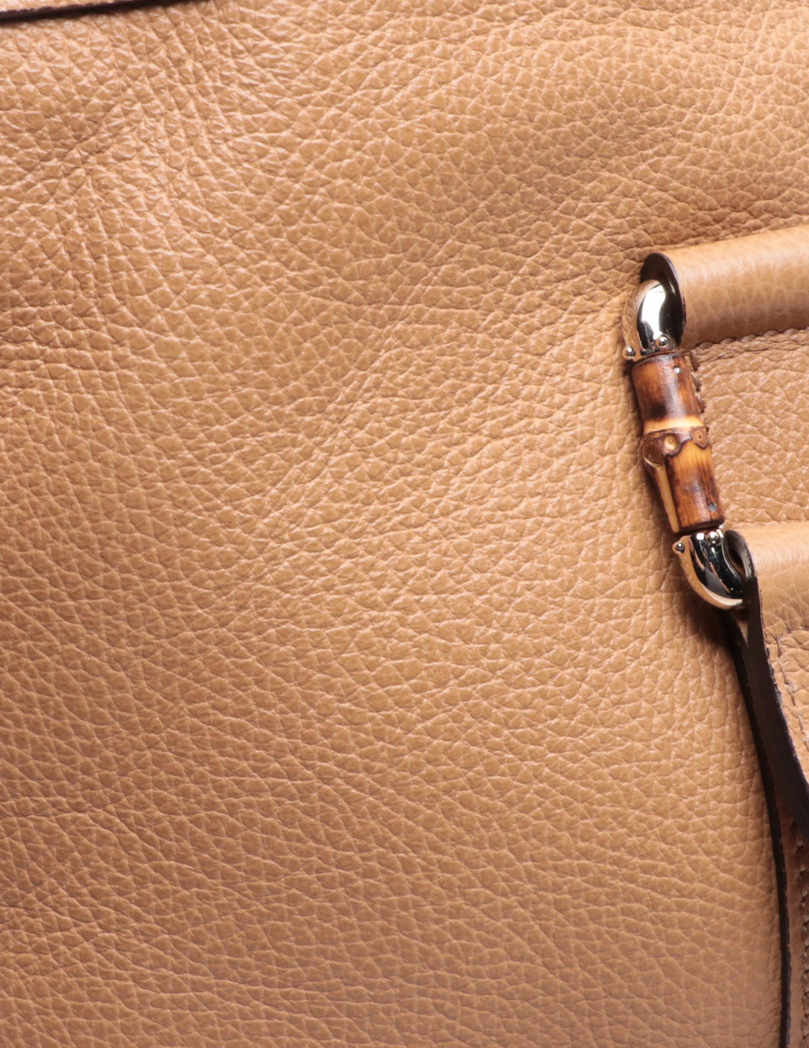 Gucci Bamboo Two-Way Tote Bag in Grained Leather