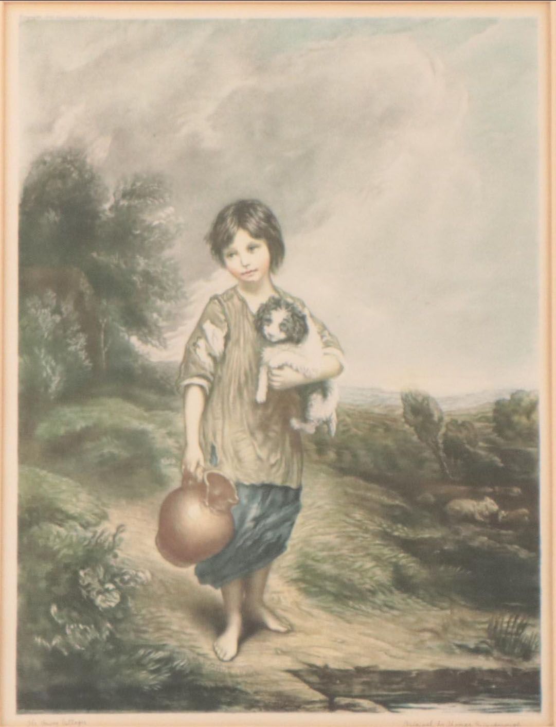 Stipple Engraving After Thomas Gainsborough "The Young Cottager," Circa 1929