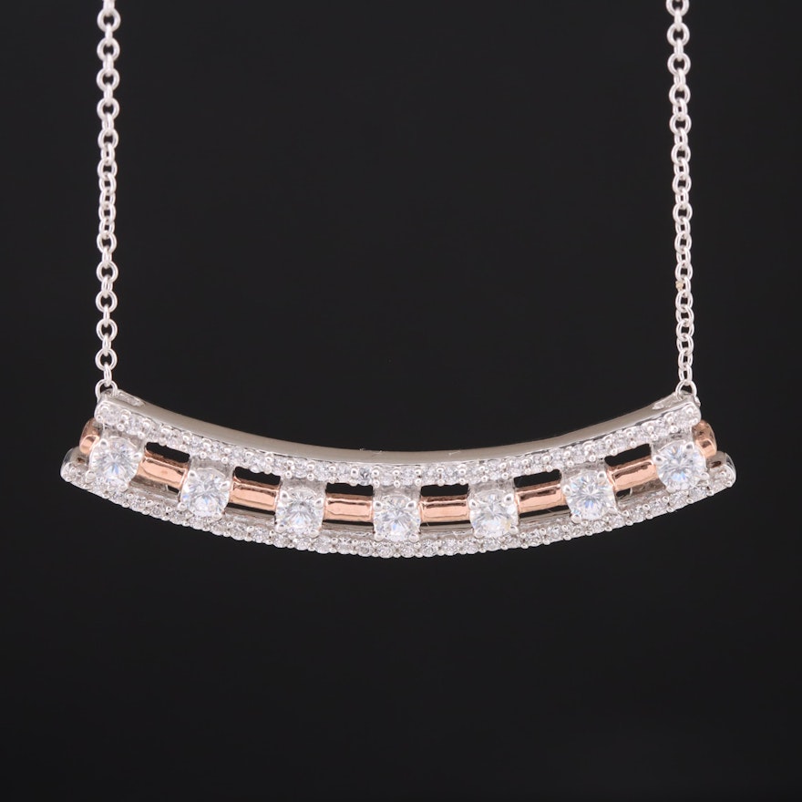 Sterling Cubic Zirconia Bar Stationary Necklace