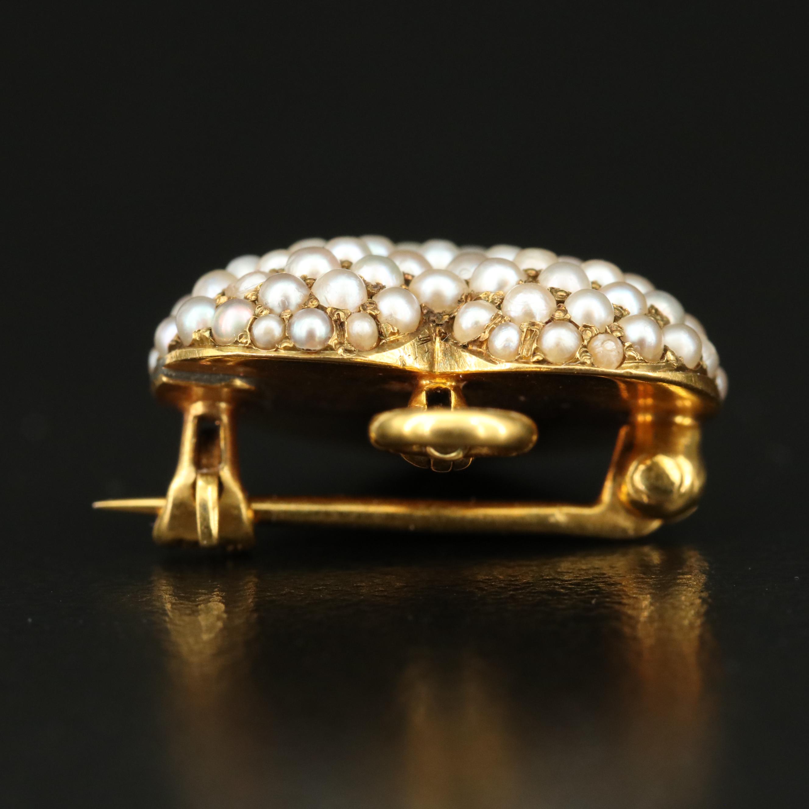Early 1900s 14K Seed Pearl Heart Converter Brooch