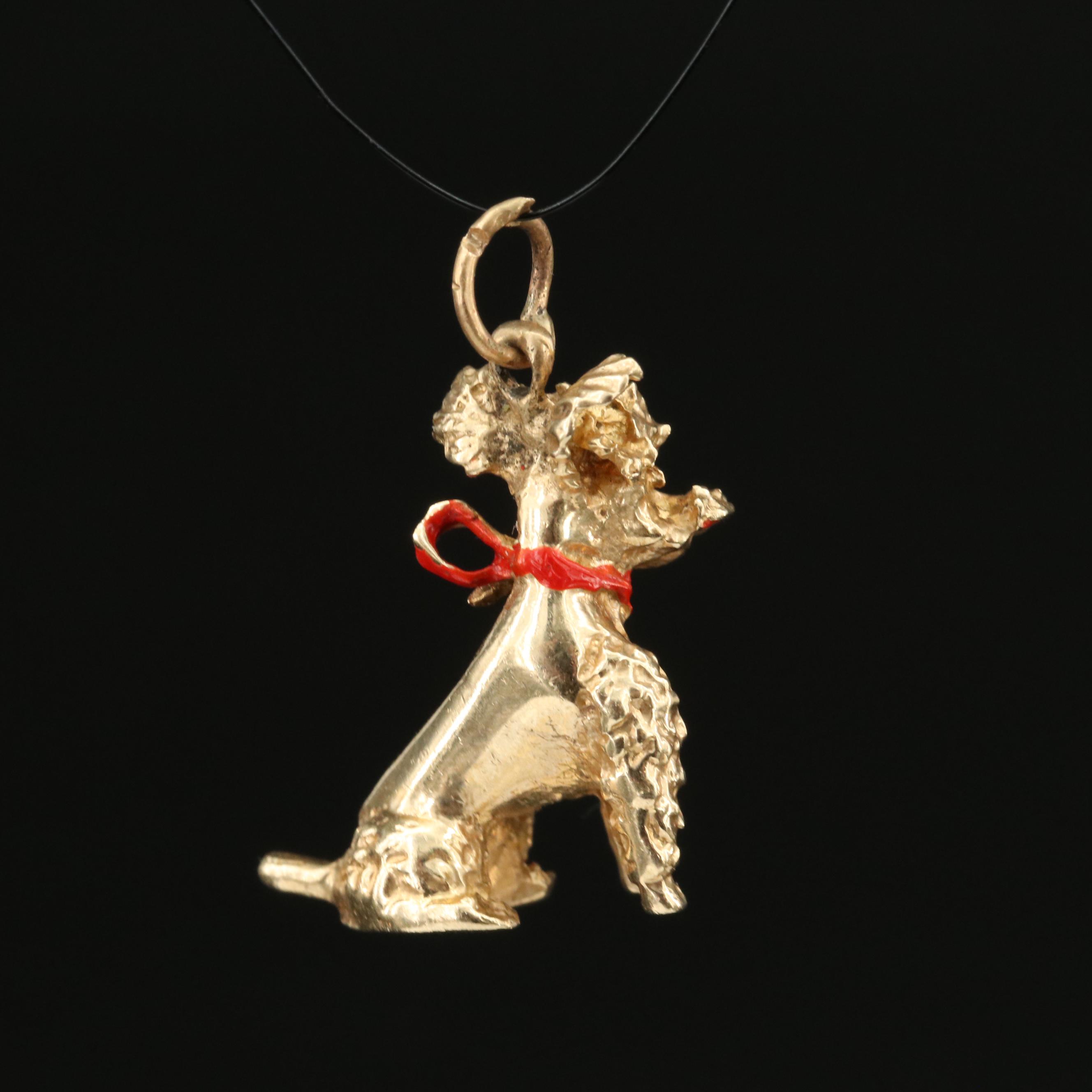 Vintage 14K Enamel Poodle Dog Charm