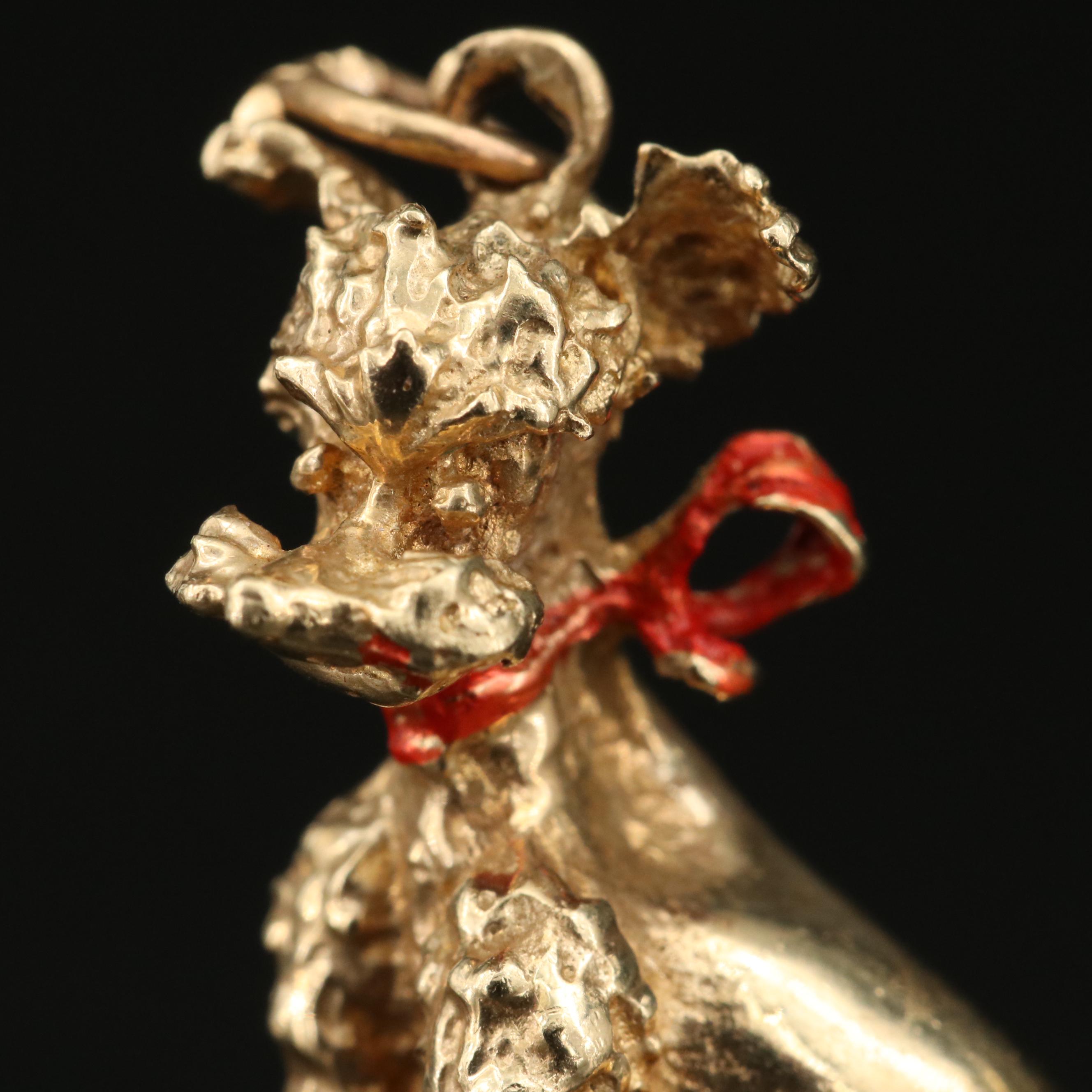 Vintage 14K Enamel Poodle Dog Charm