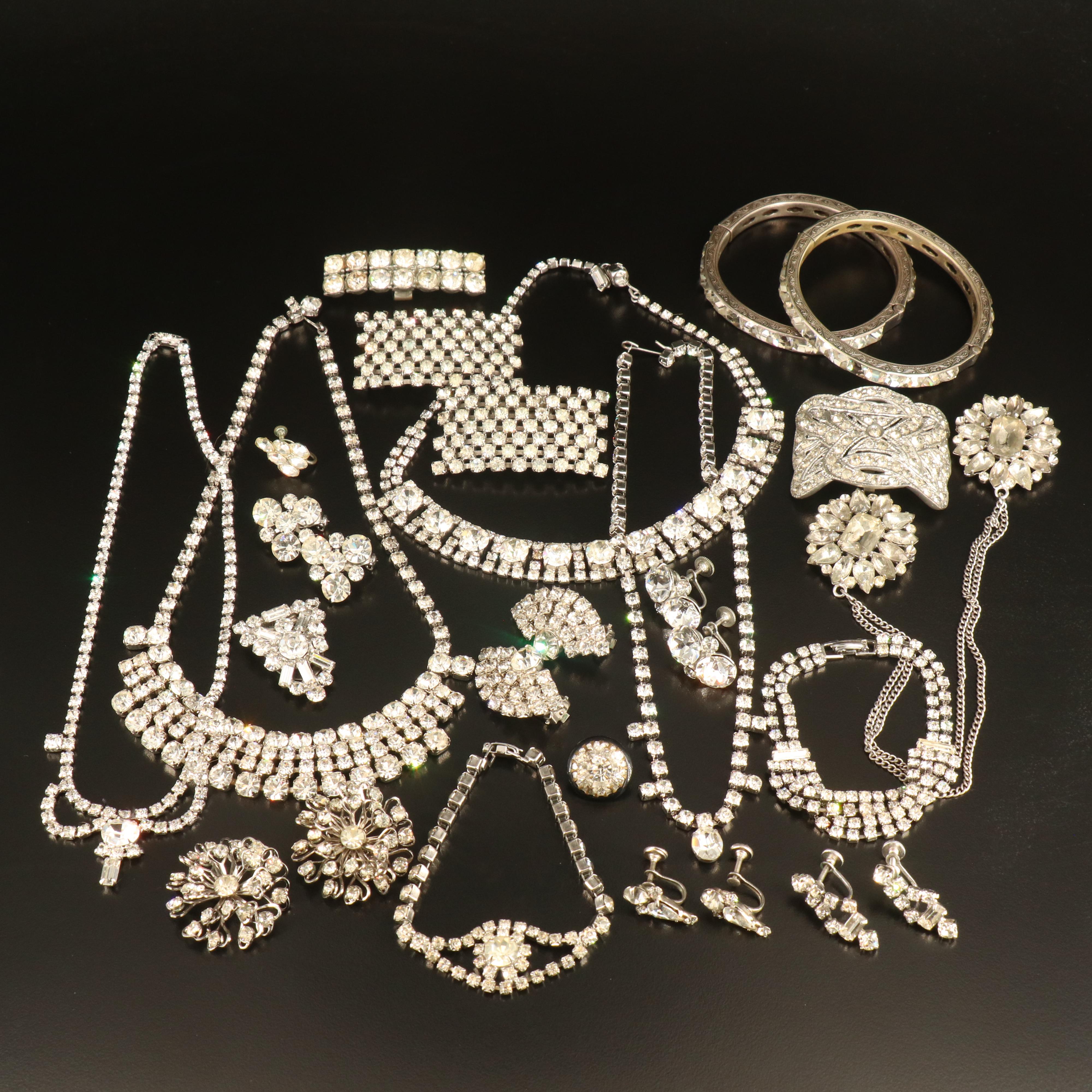 Rhinestone Jewelry Collection Including Sterling