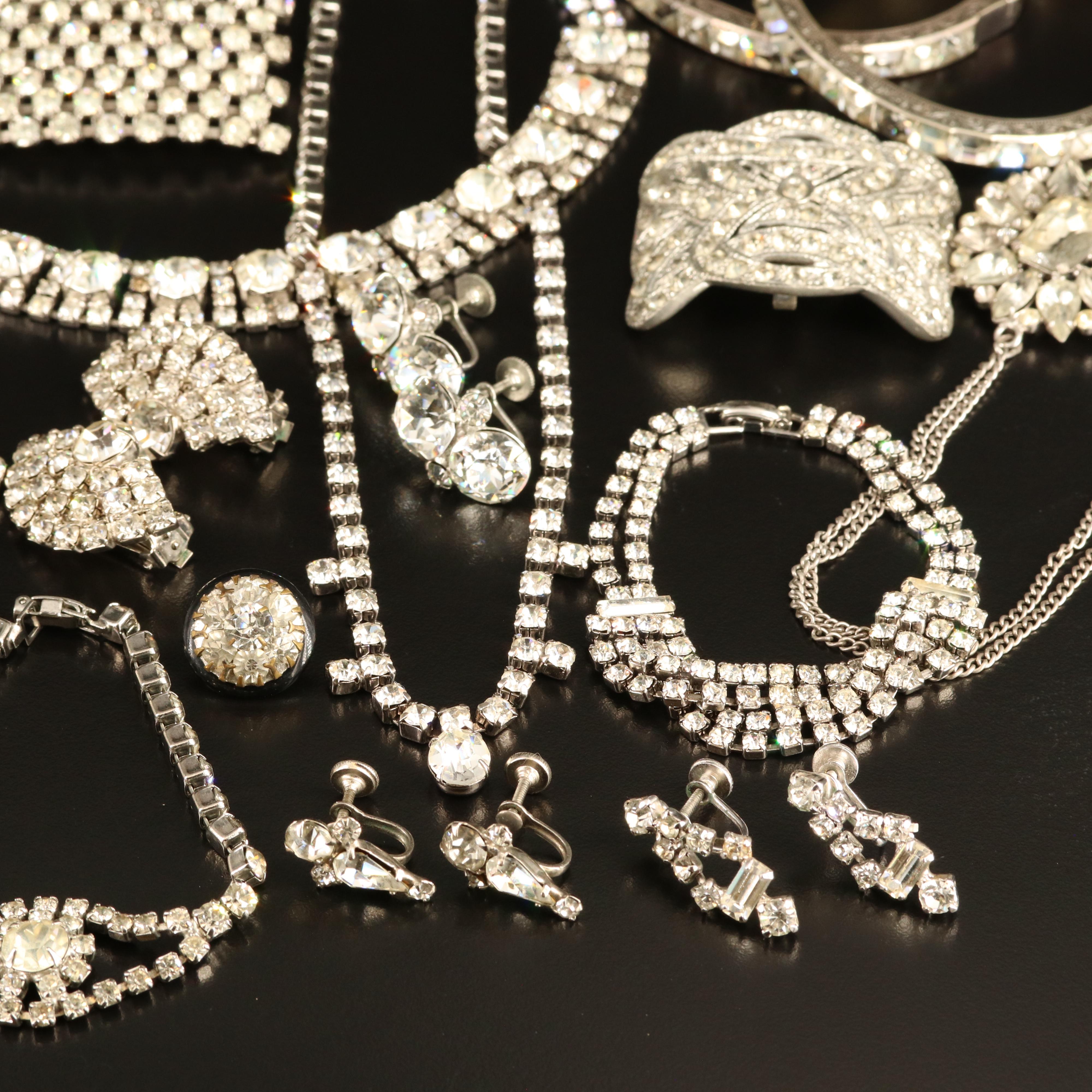 Rhinestone Jewelry Collection Including Sterling