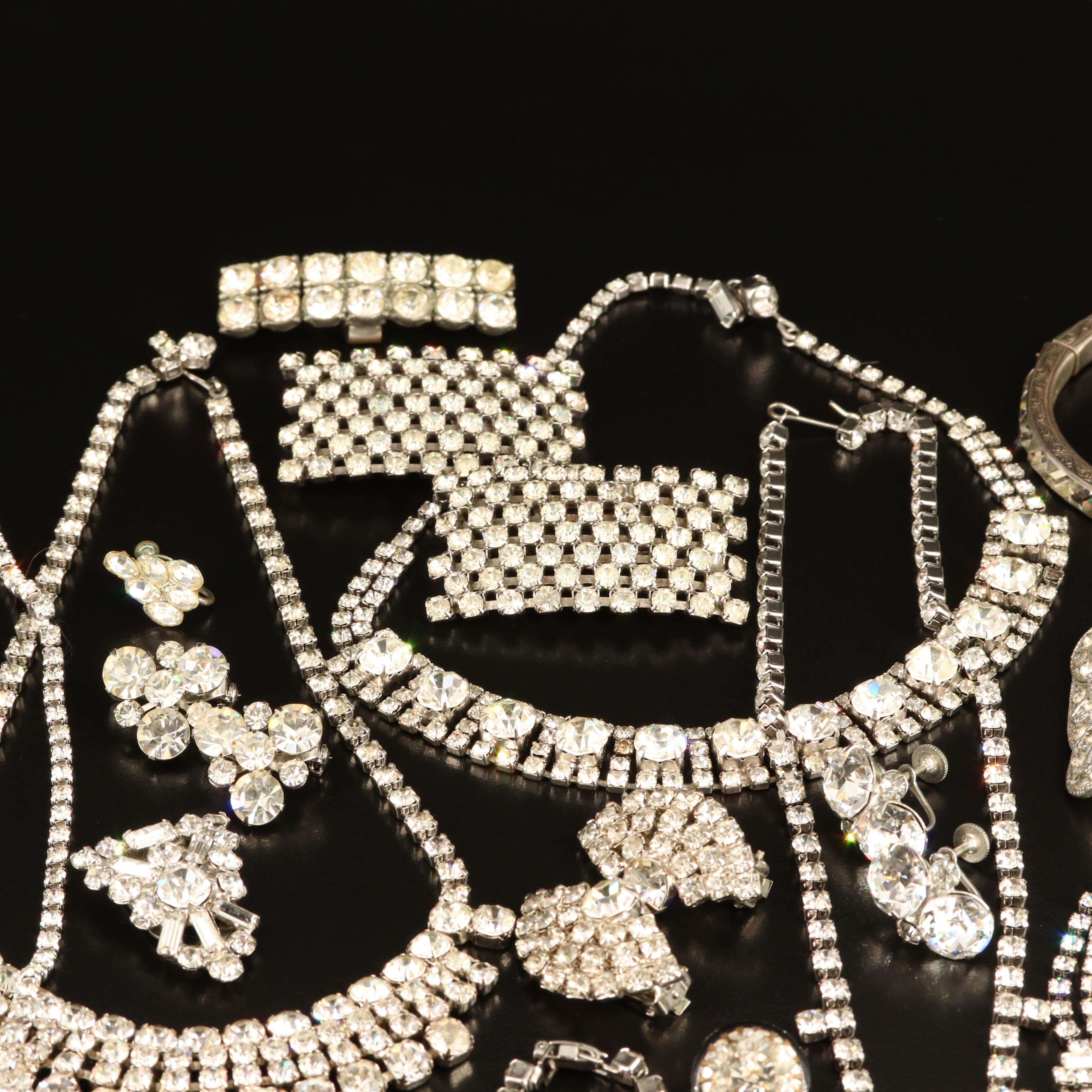 Rhinestone Jewelry Collection Including Sterling