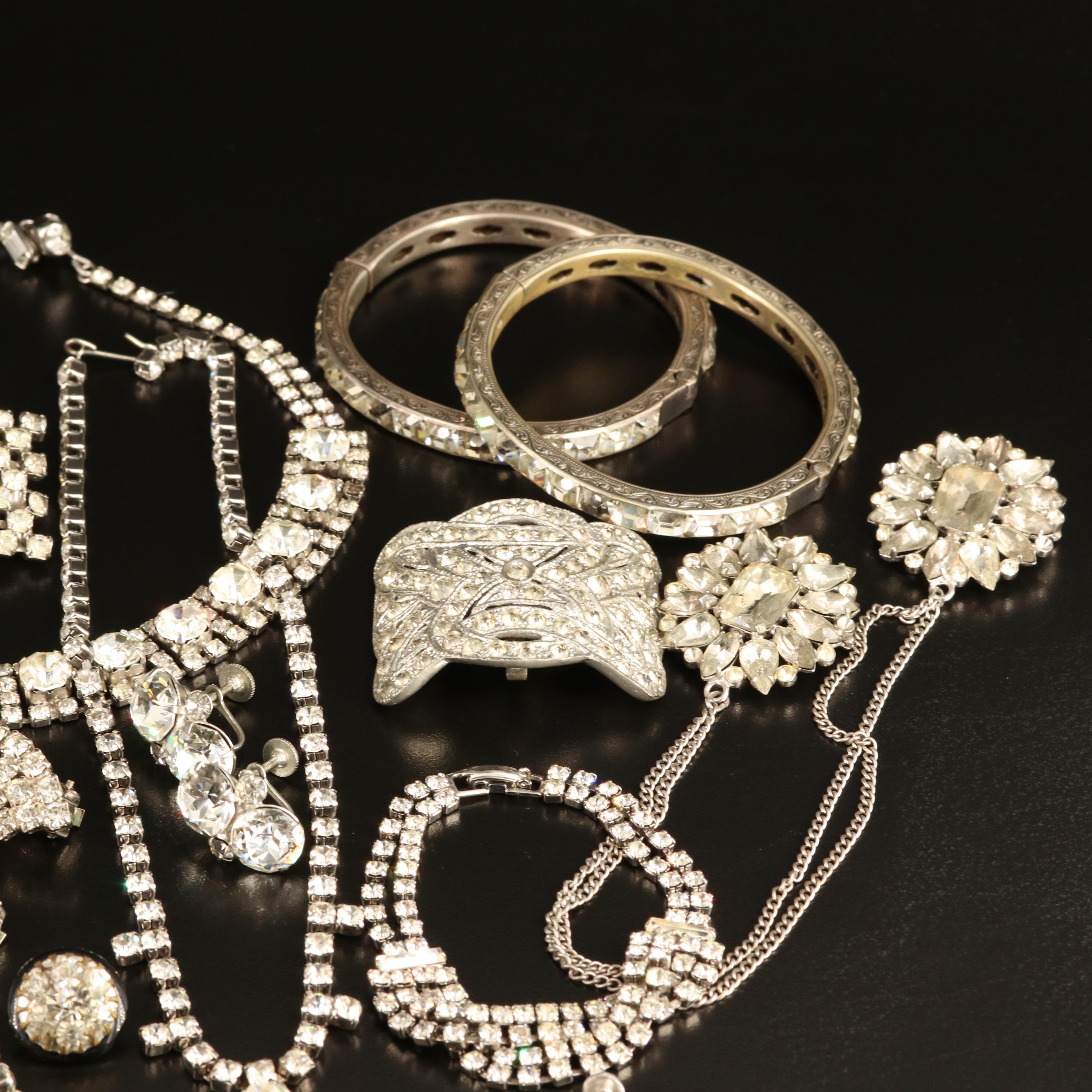 Rhinestone Jewelry Collection Including Sterling