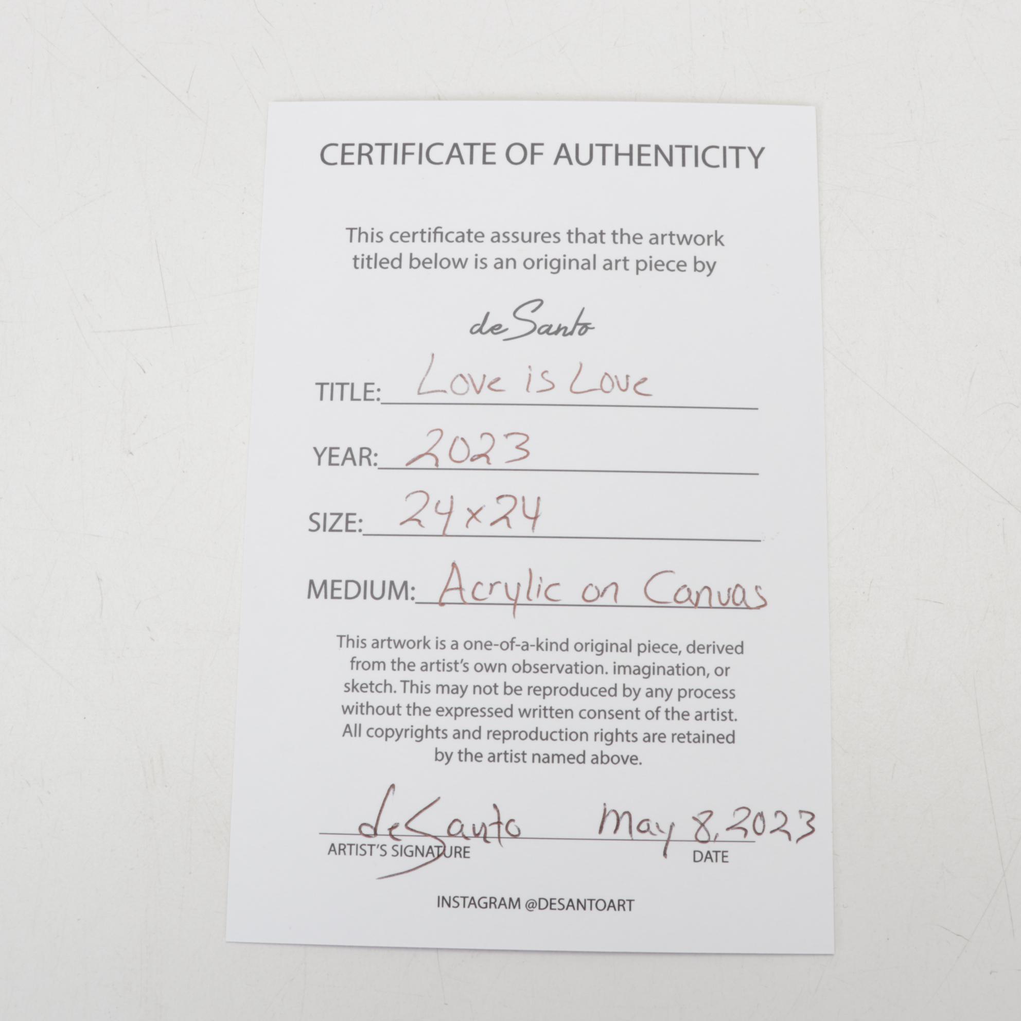 deSanto Pop Art Acrylic Painting "Love is Love," 2023