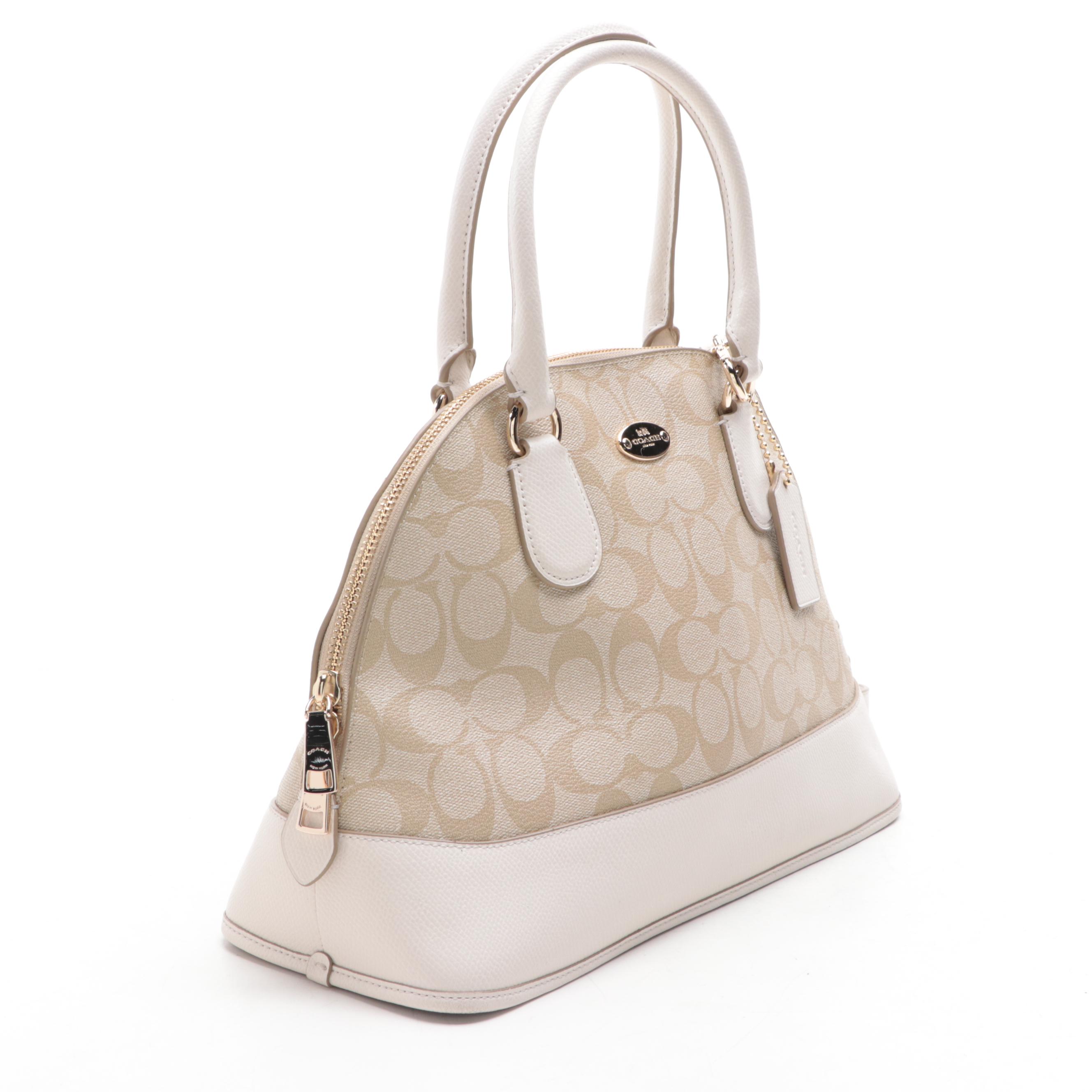 Coach Cora Domed Satchel F33904 in Signature Coated Canvas and Leather
