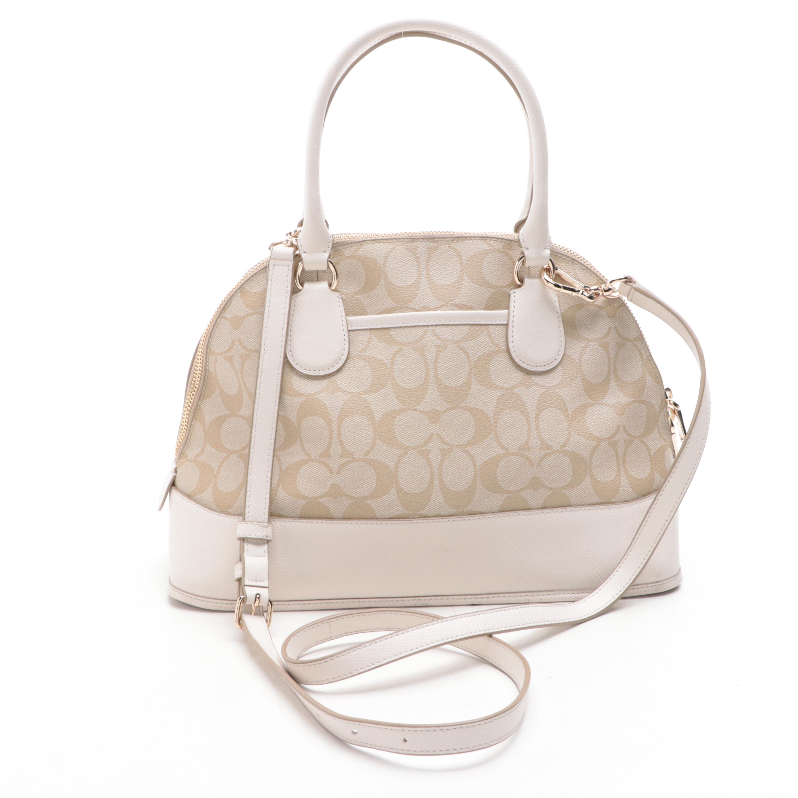 Coach Cora Domed Satchel F33904 in Signature Coated Canvas and Leather