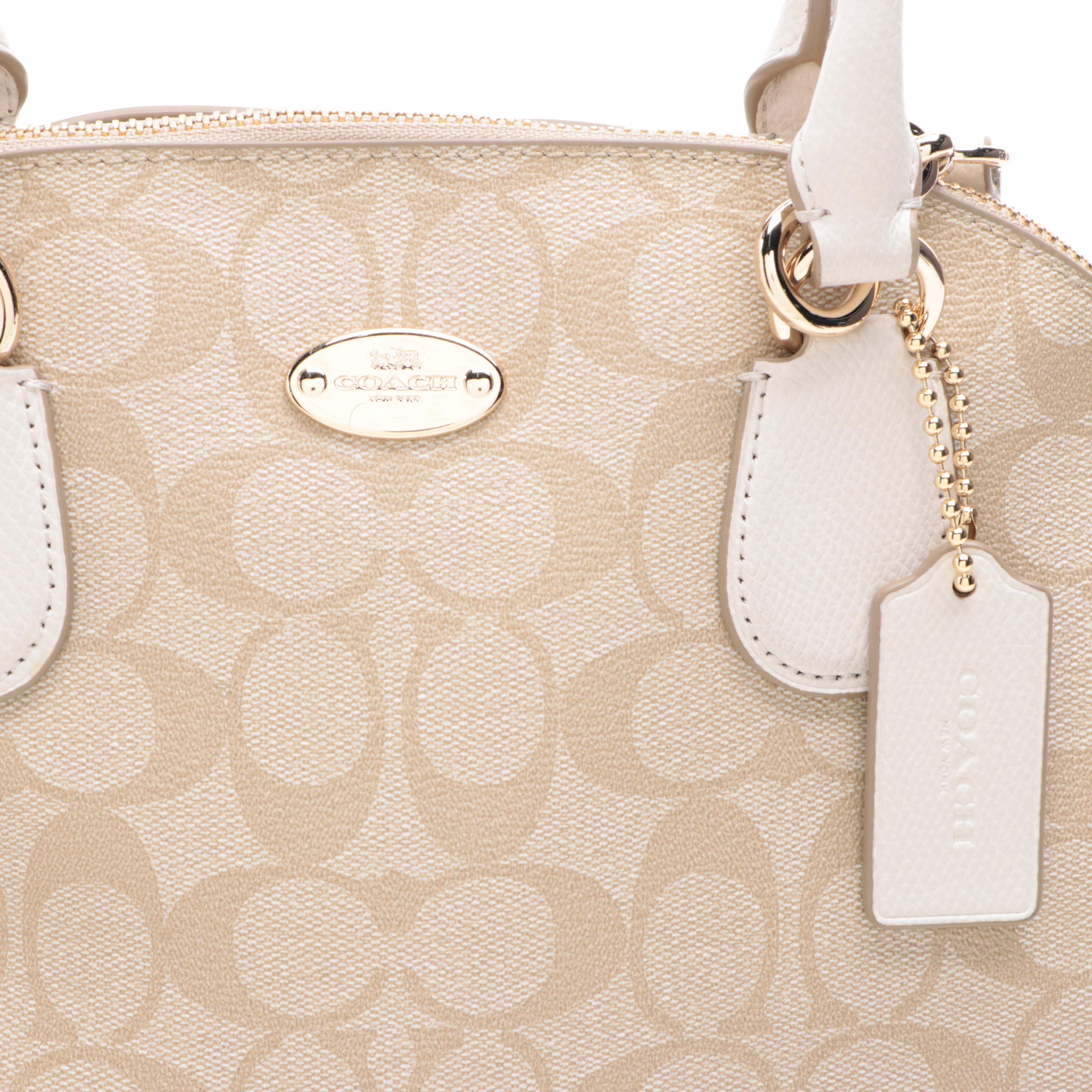 Coach Cora Domed Satchel F33904 in Signature Coated Canvas and Leather