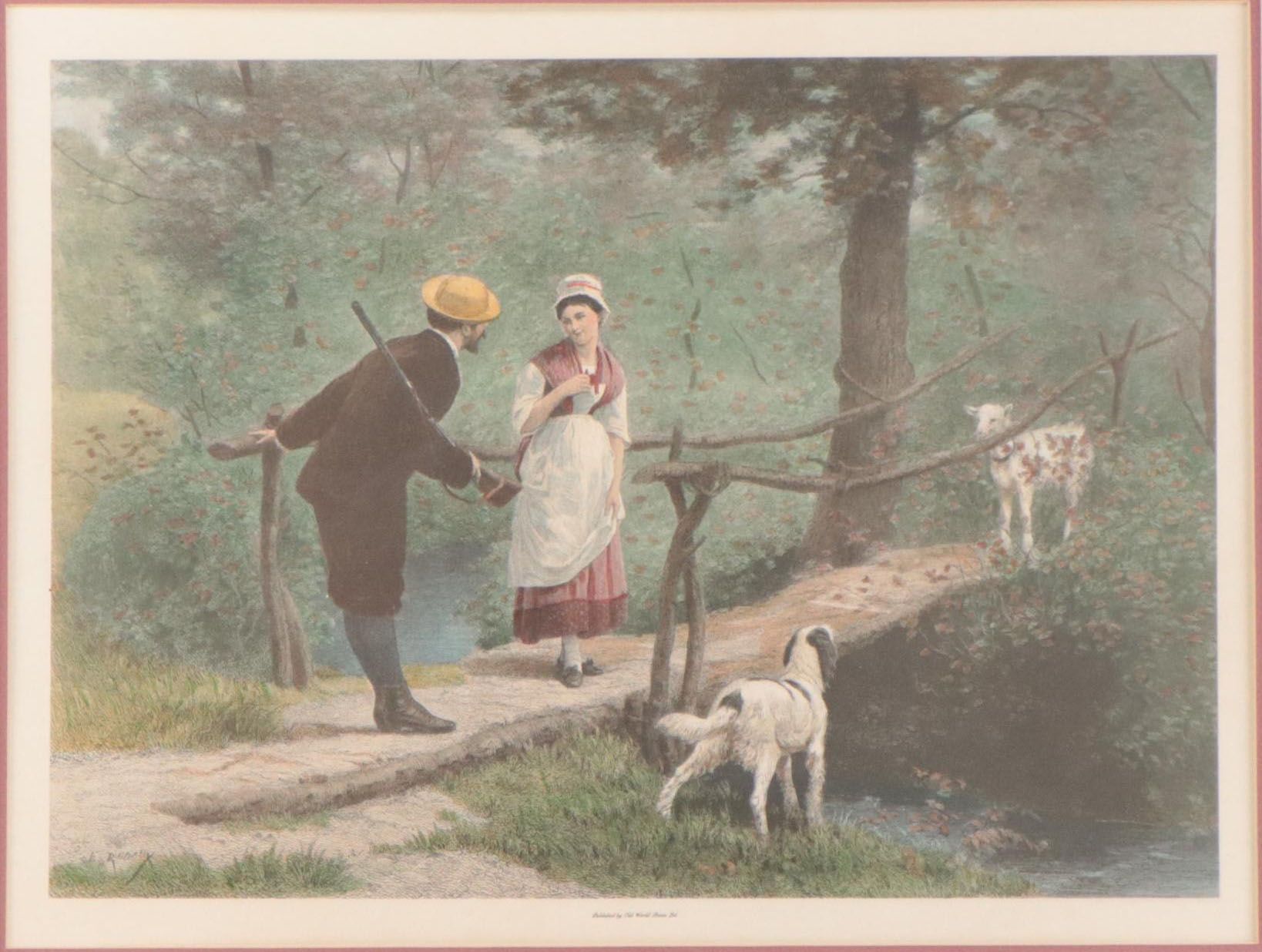 Hand-Colored Halftone After Edmond RuDaux "The Encounter"