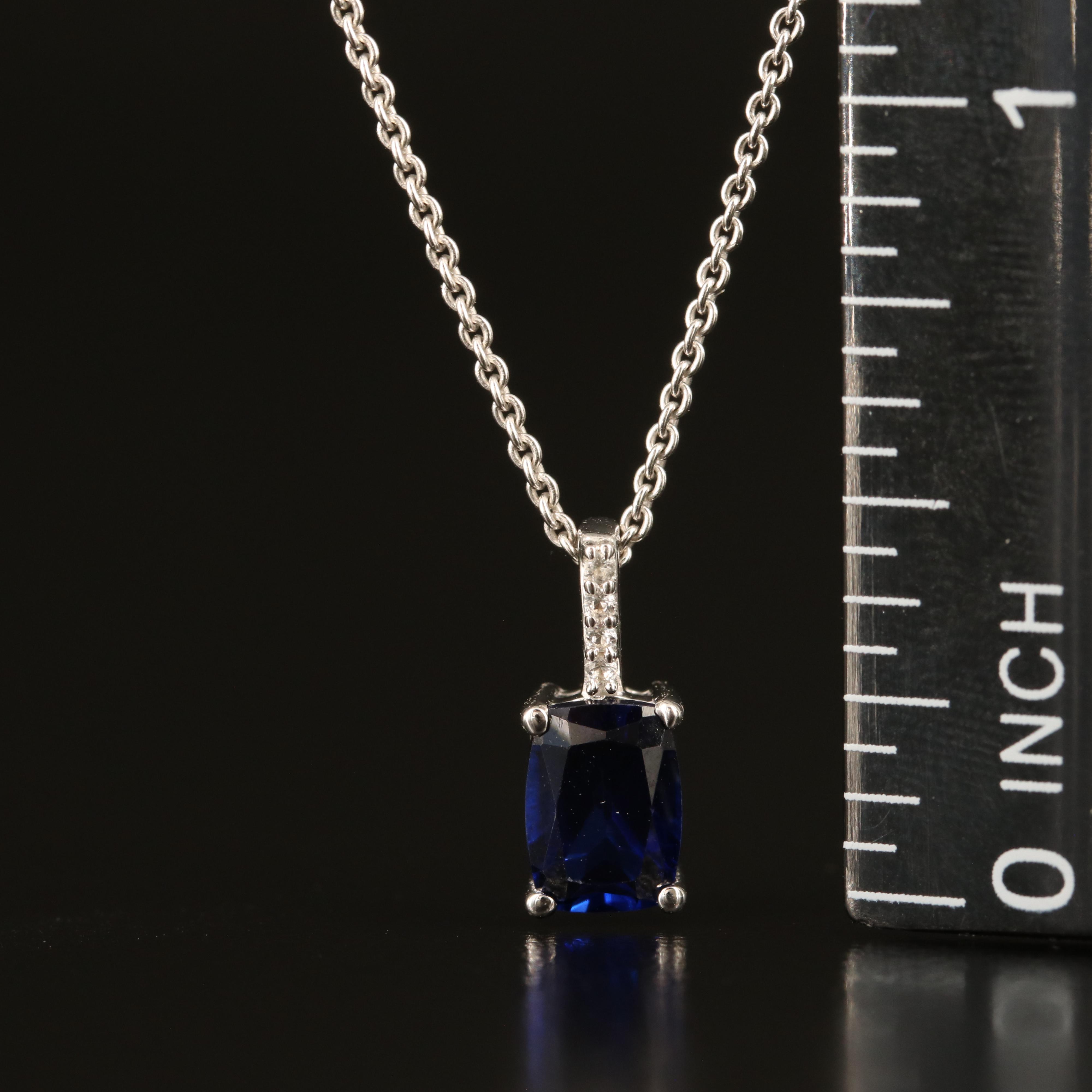 Sterling Sapphire and White Sapphire Pendant Necklace
