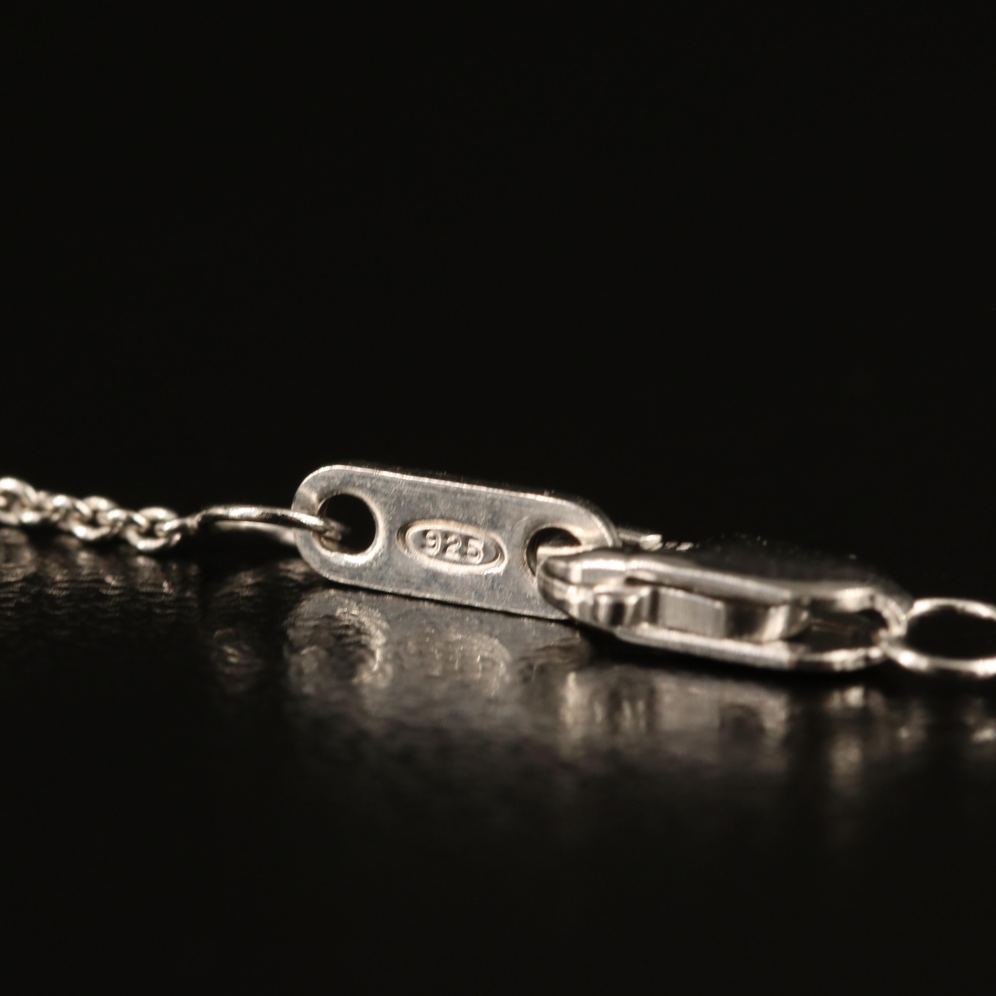 Sterling Sapphire and White Sapphire Pendant Necklace