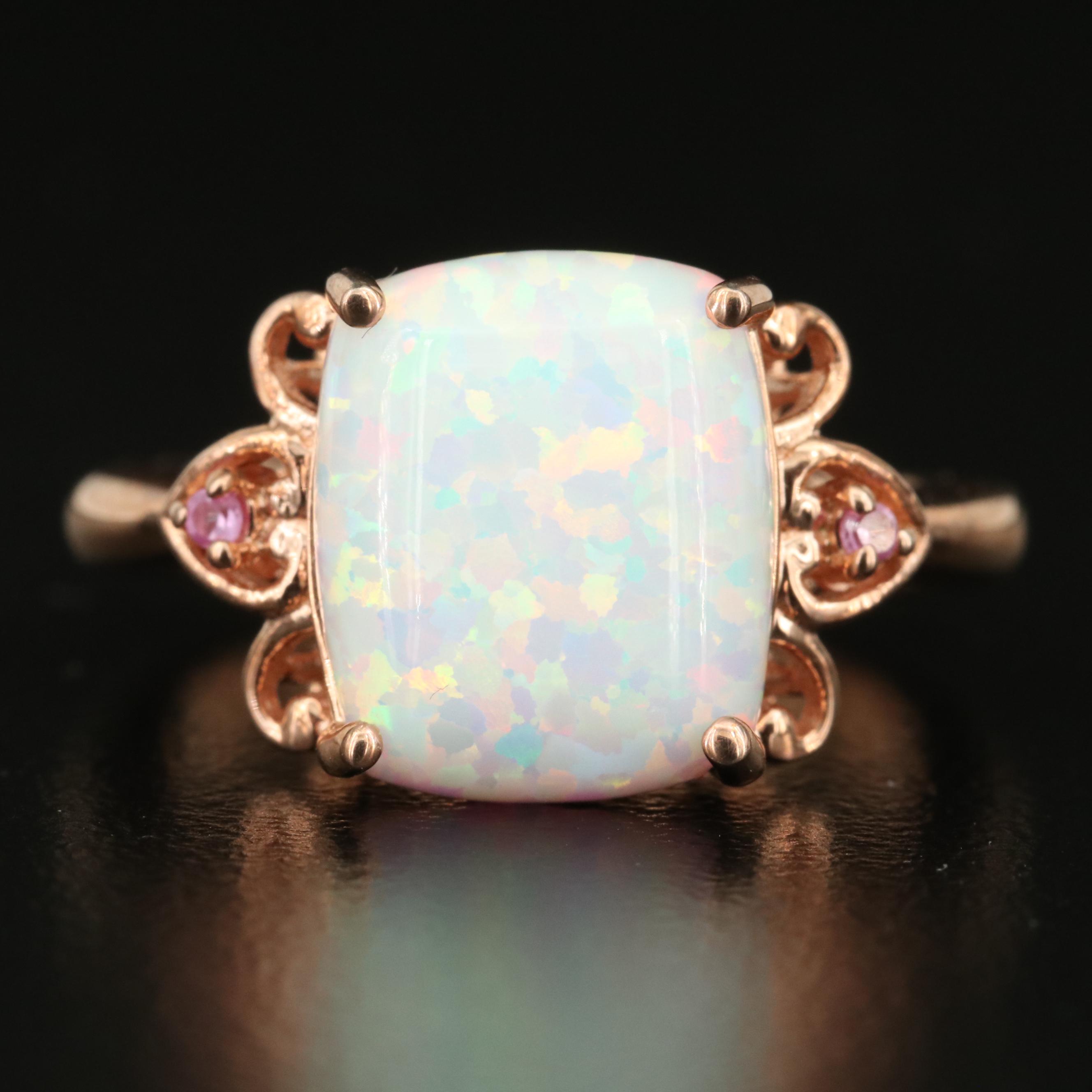 Sterling Opal and Sapphire Ring