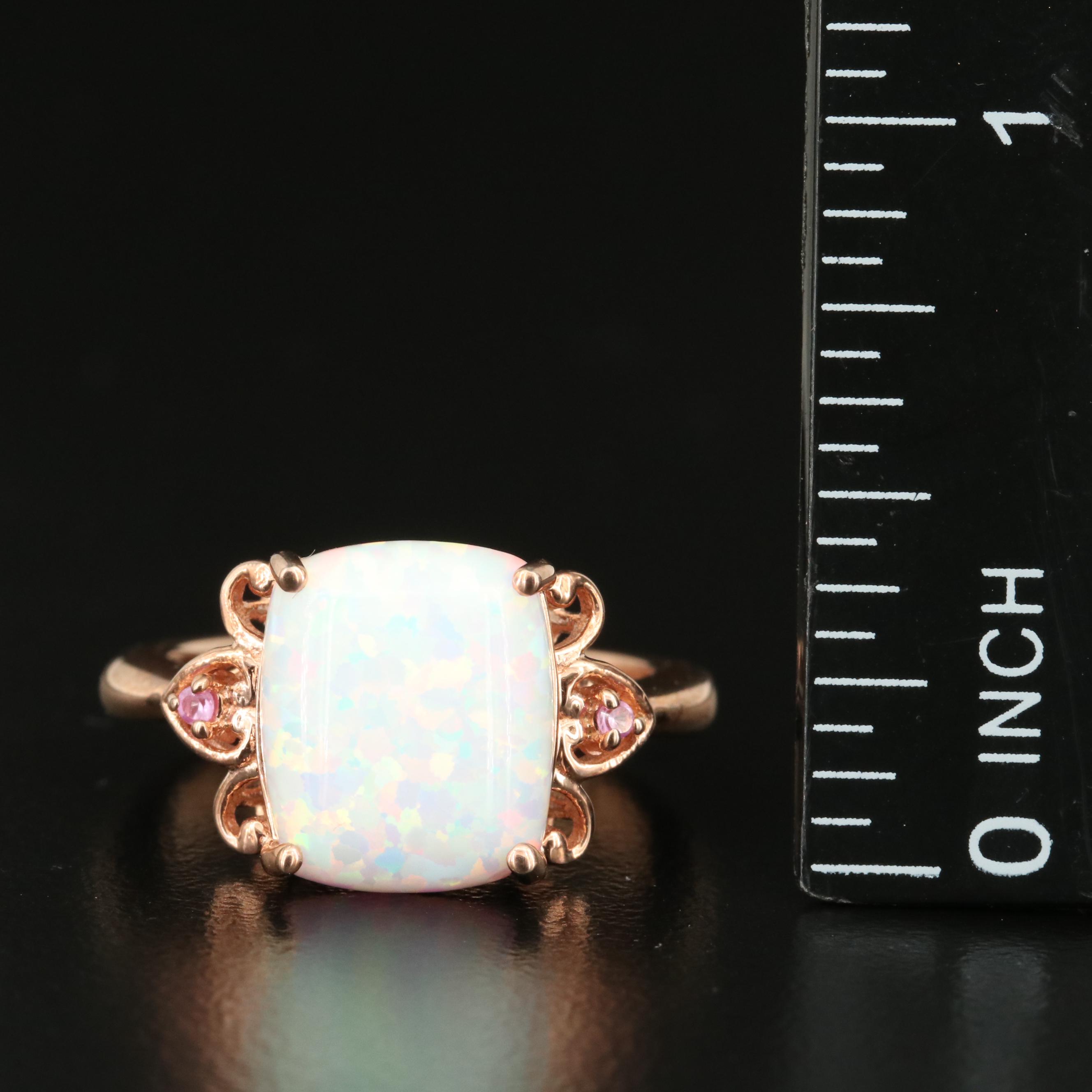 Sterling Opal and Sapphire Ring