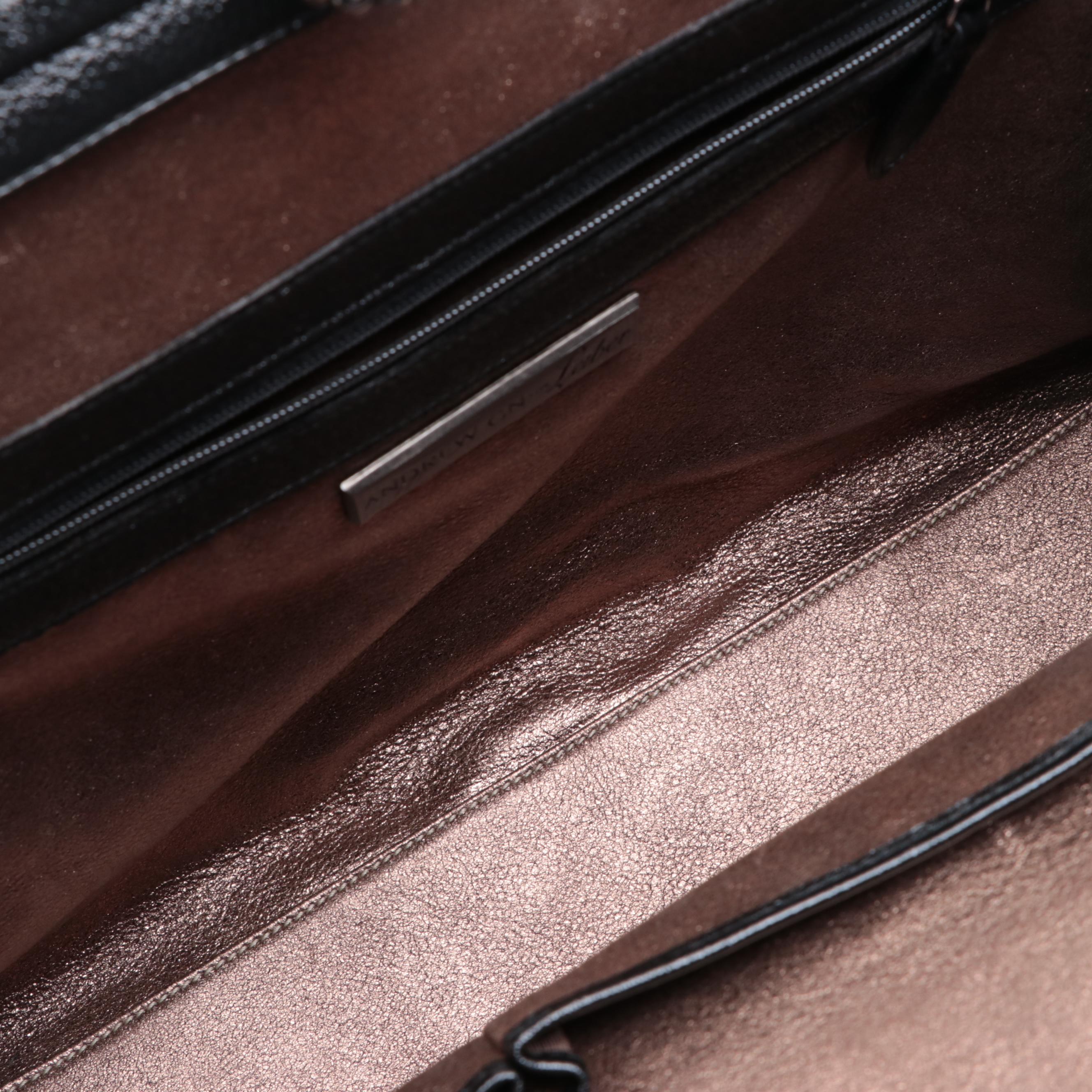 Andrew GN for Leiber Mink Fur Trim and Embellished Leather Frame Bag