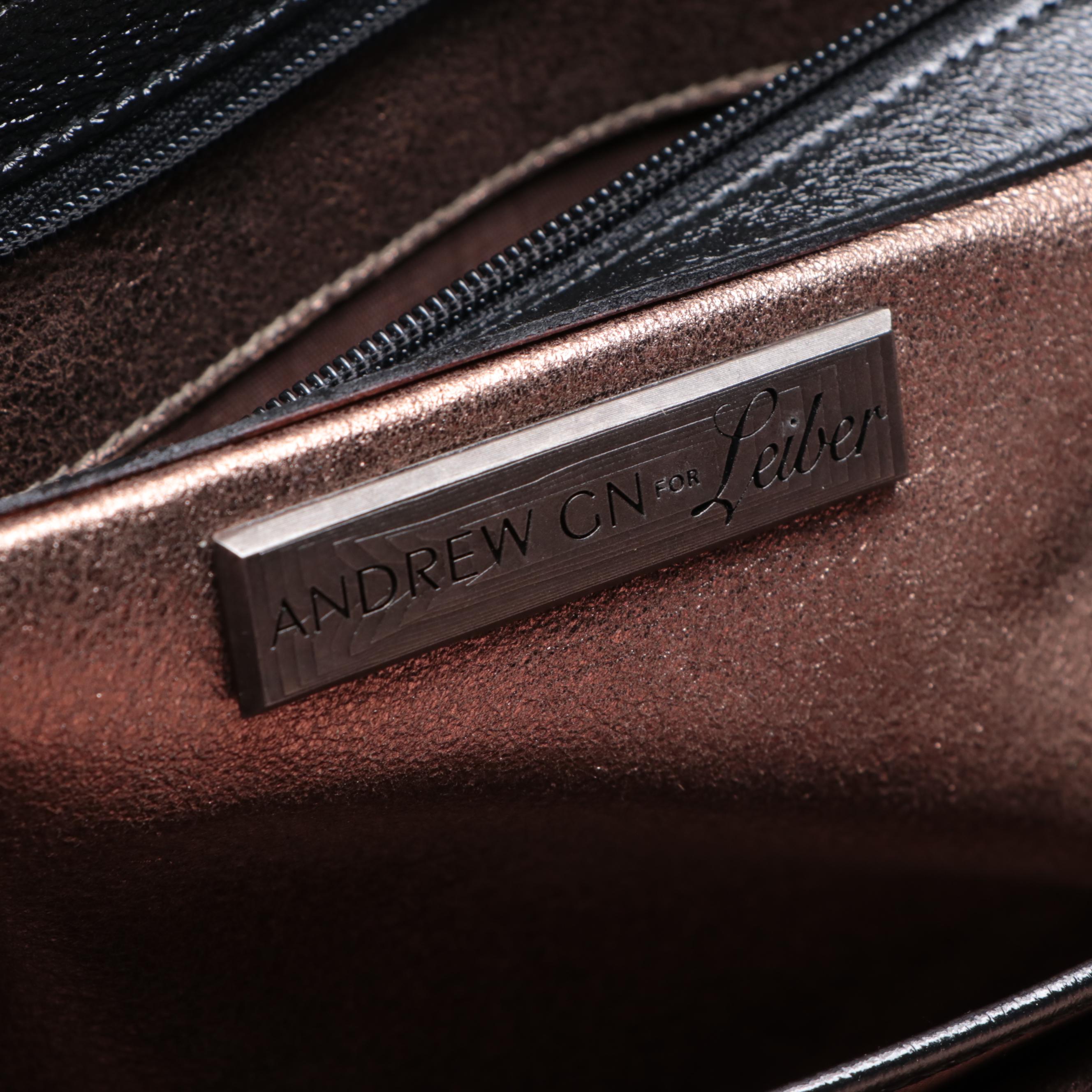 Andrew GN for Leiber Mink Fur Trim and Embellished Leather Frame Bag