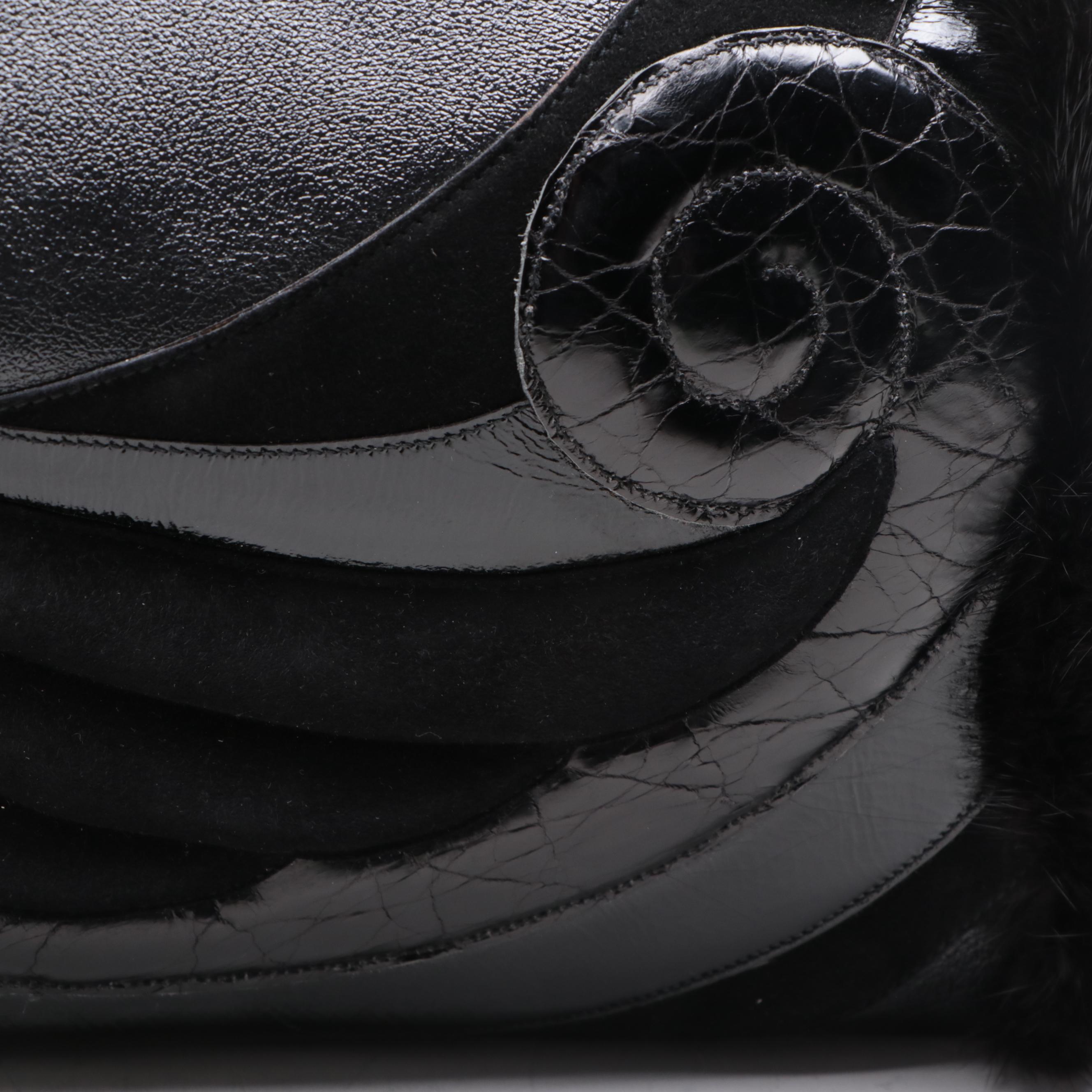 Andrew GN for Leiber Mink Fur Trim and Embellished Leather Frame Bag