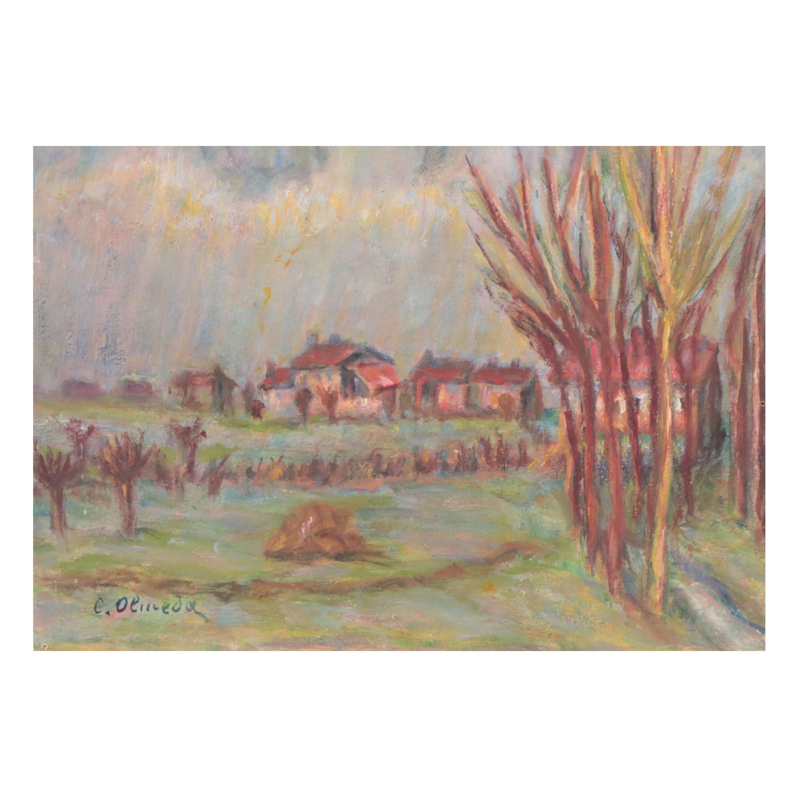 Oil Painting of Pastoral Landscape