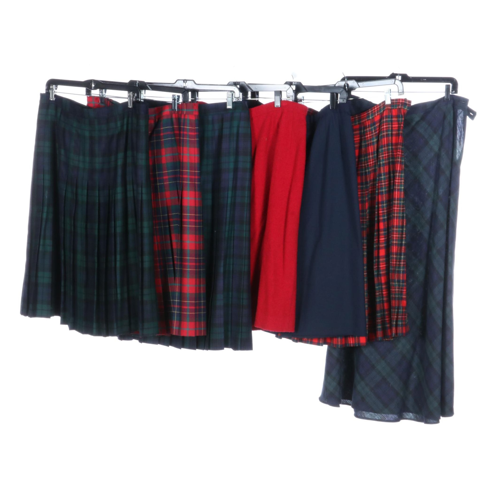 Pendleton Tartan and Solid Wool Skirts, O'Neil of Dublin Tartan Pleated Skirts