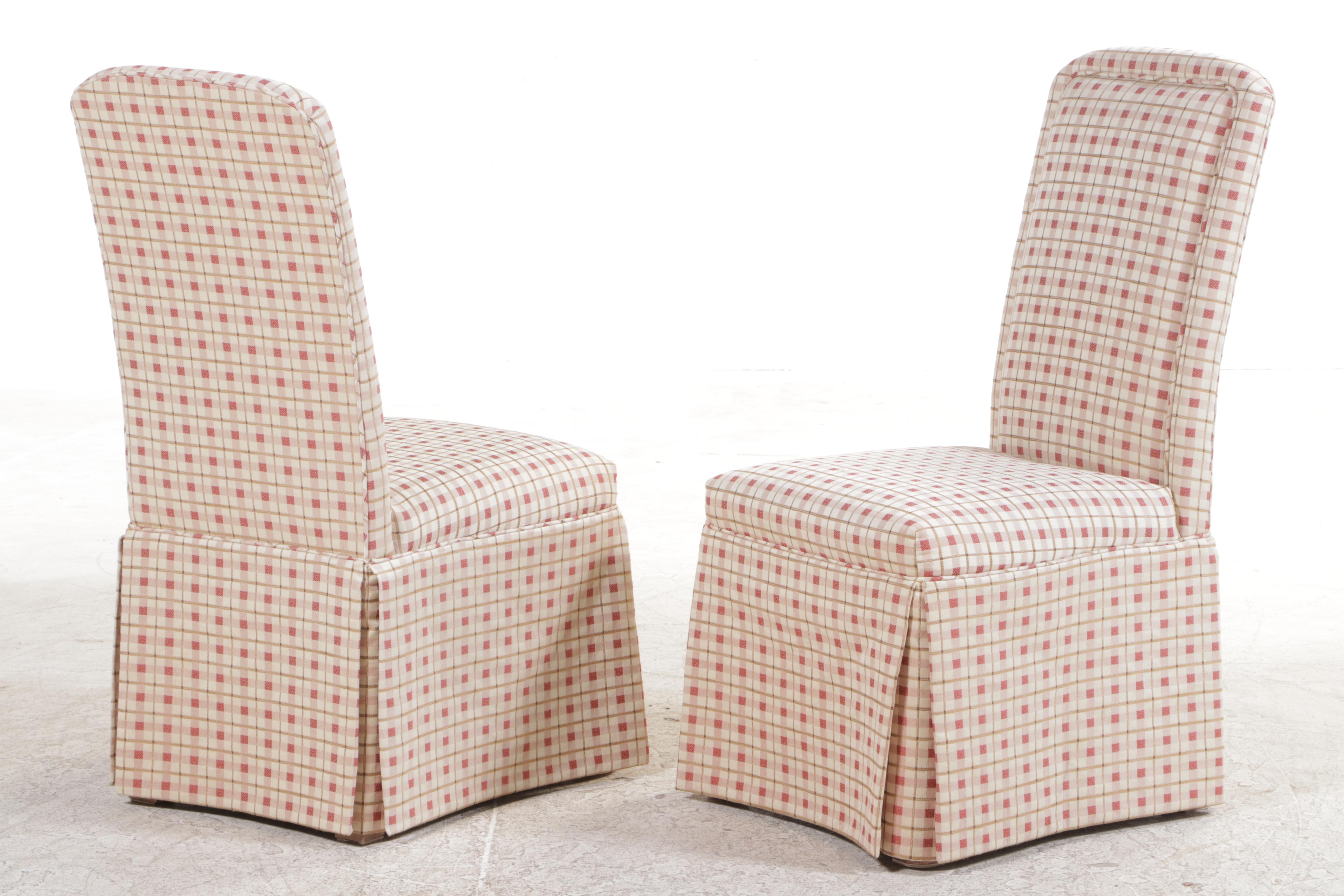 Four Pearson Custom-Upholstered Dining Chairs with Glass-Top Iron Table