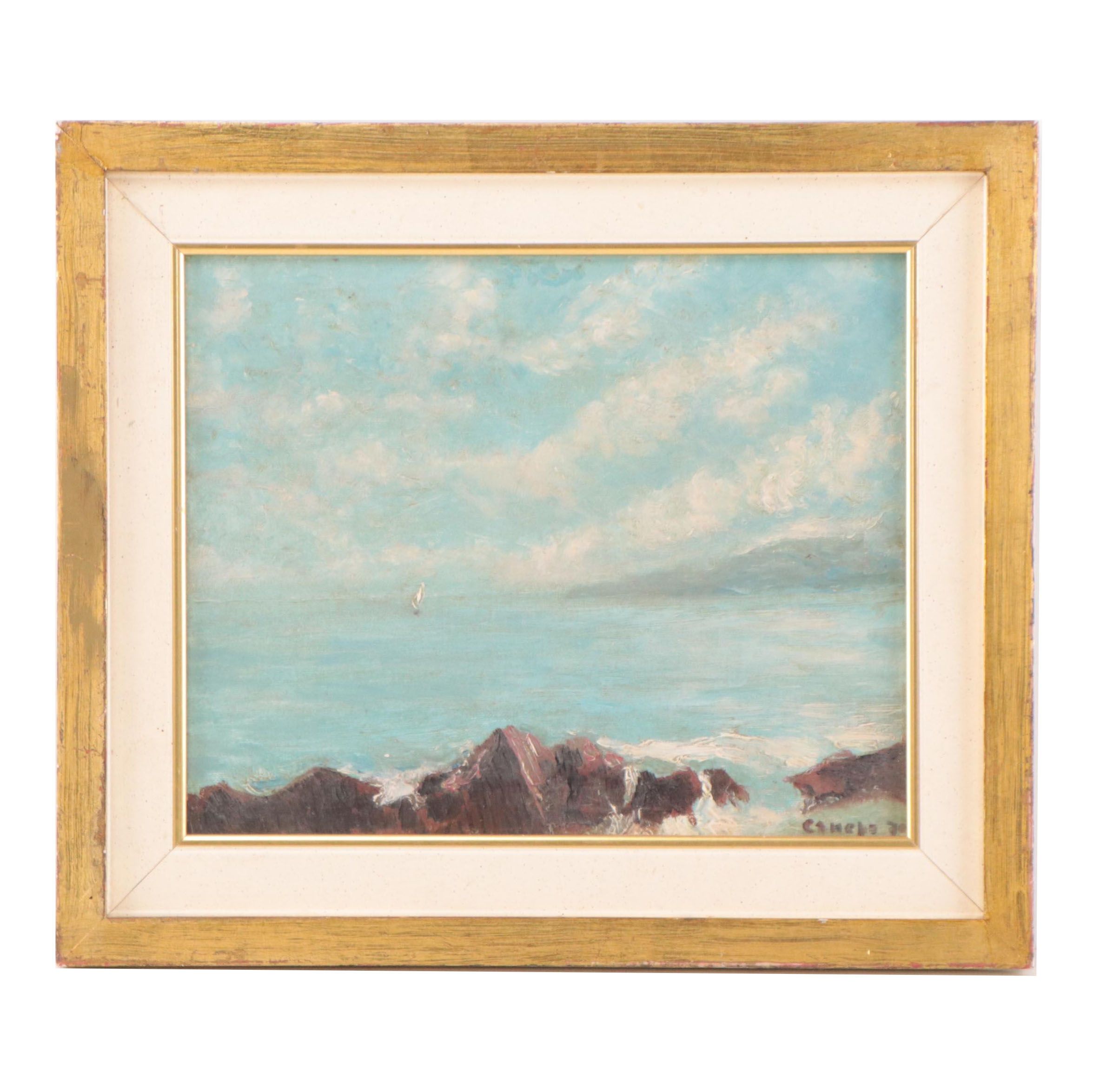 Oil Painting of Rocky Seascape