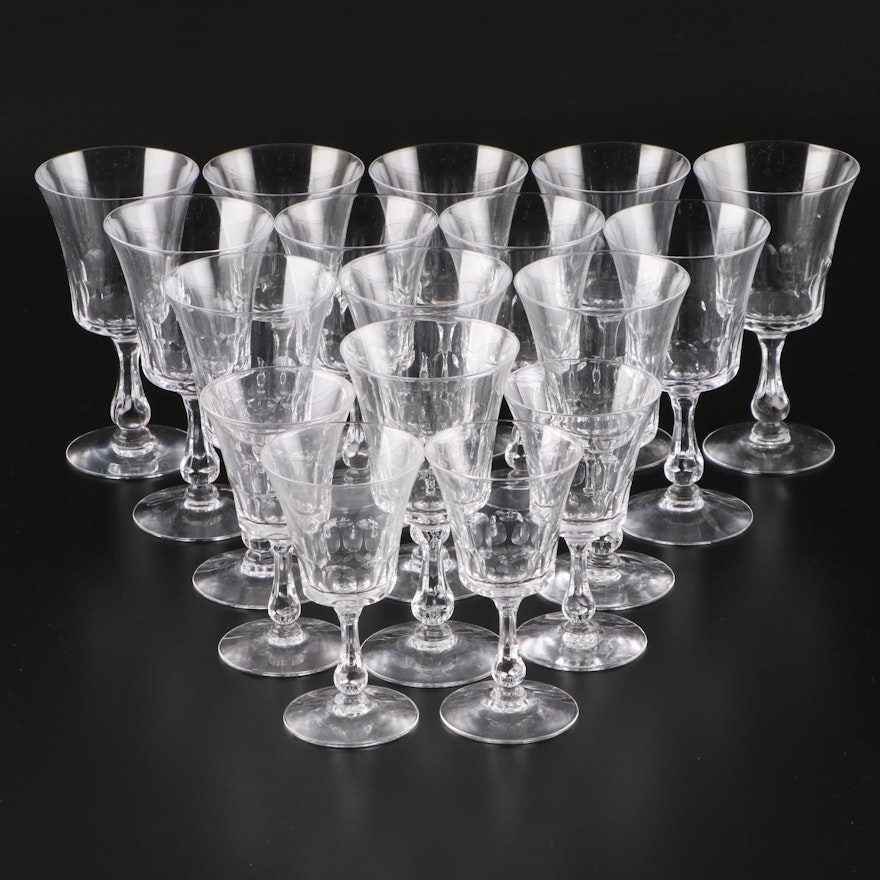 Fostoria "Georgian" Clear Glass Clarets and Wine Glasses, 1961-1982