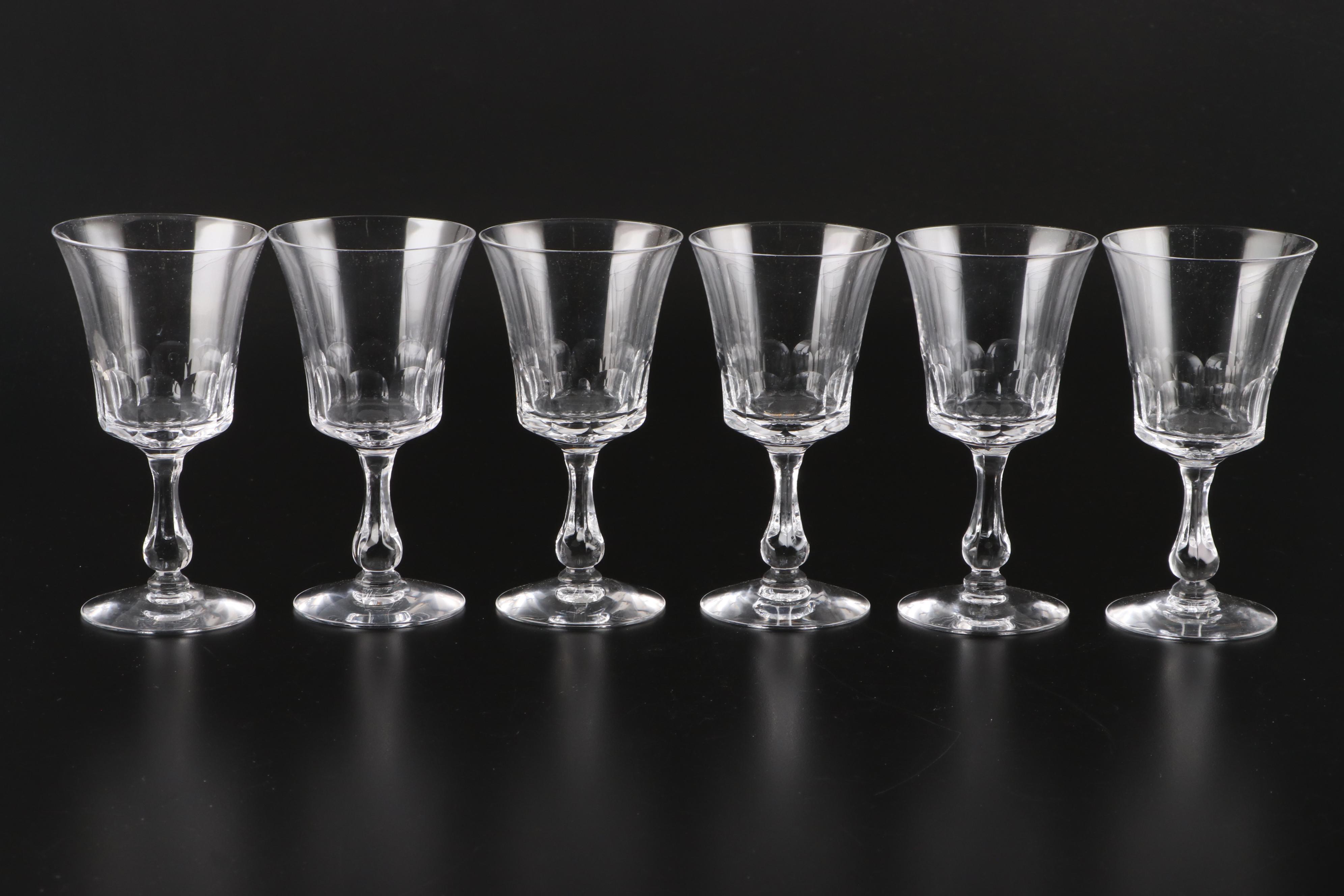 Fostoria "Georgian" Clear Glass Clarets and Wine Glasses, 1961-1982