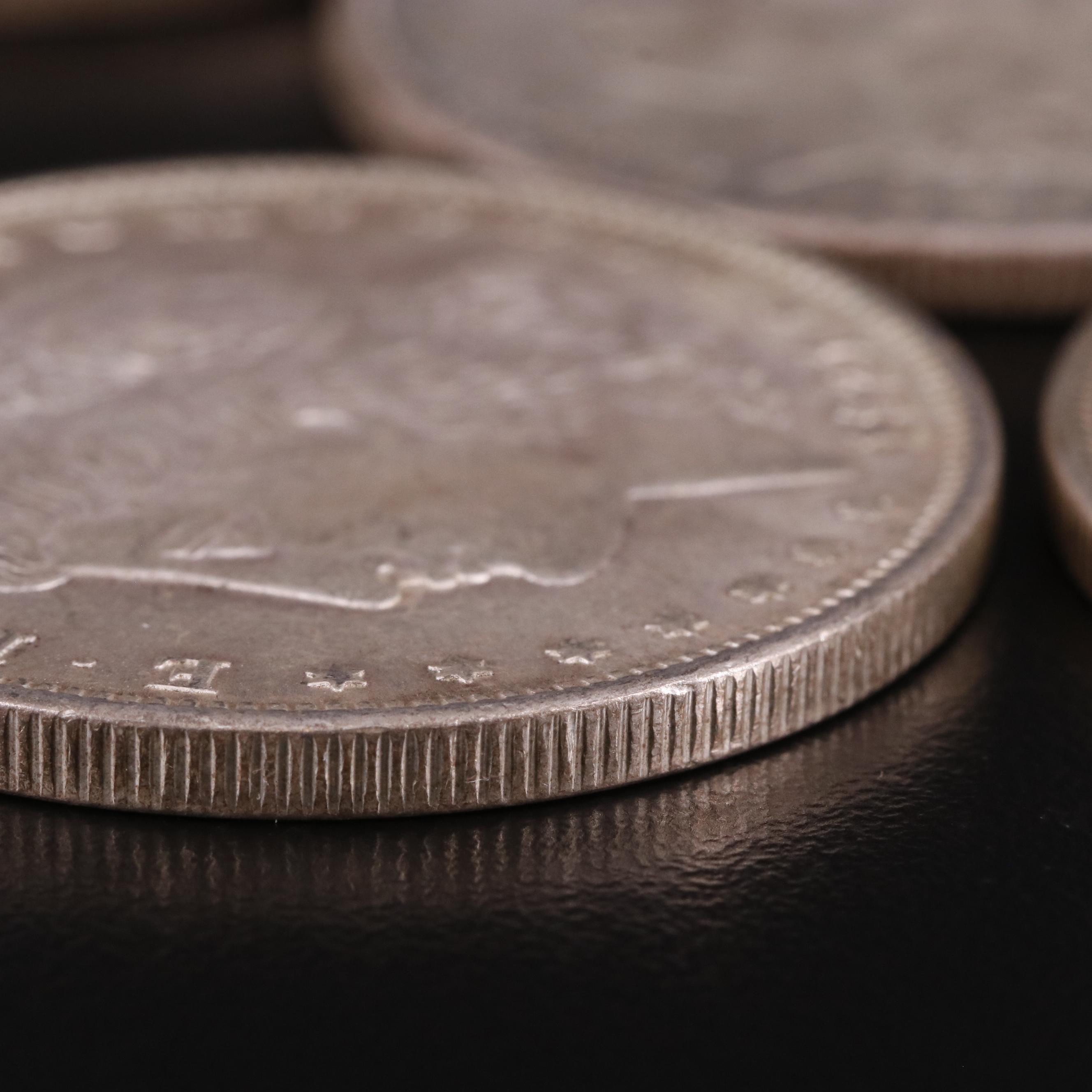 Five 1921 Morgan Silver Dollars