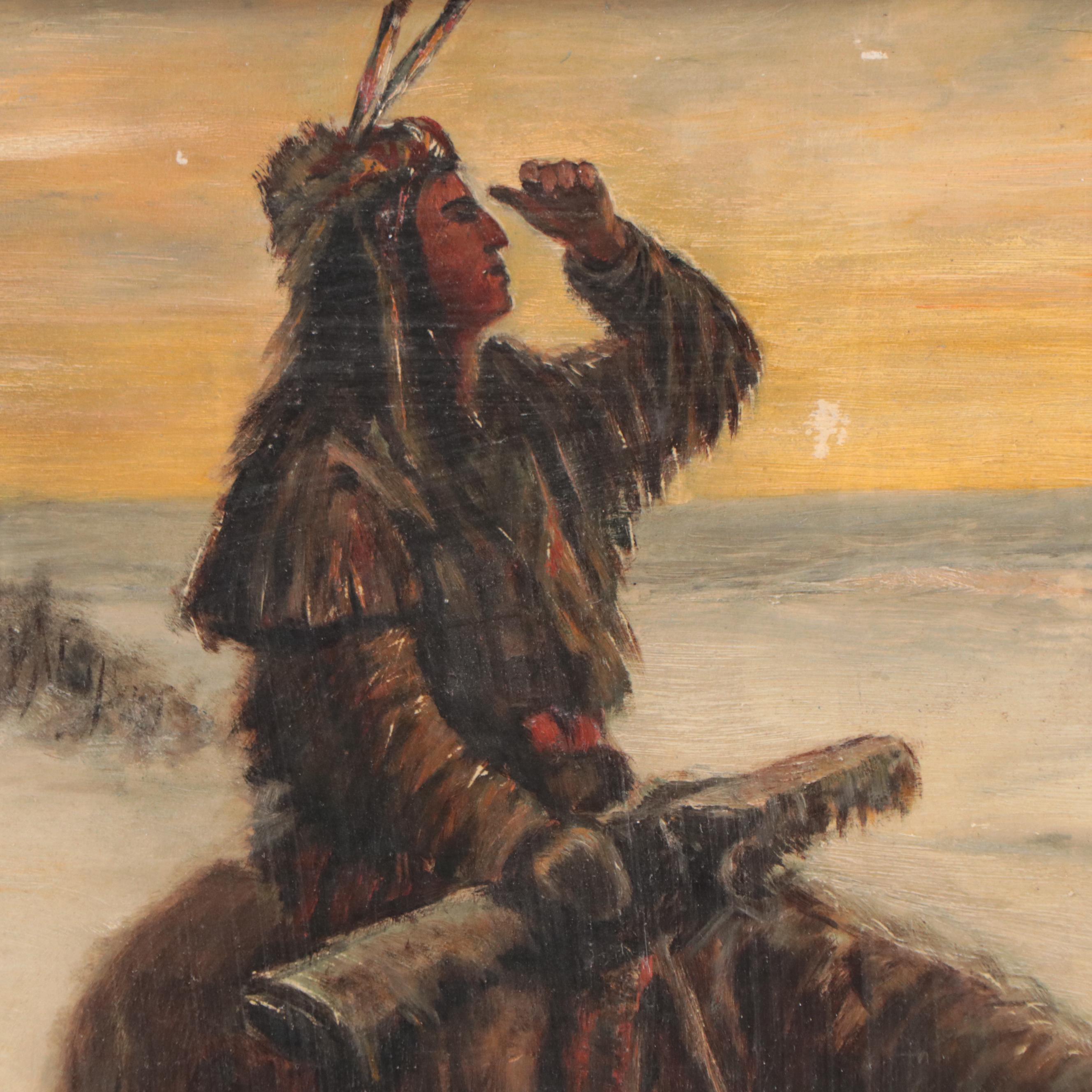 Oil Painting After Frank Paul Sauerwein "Winter Colorado," Late 19th Century