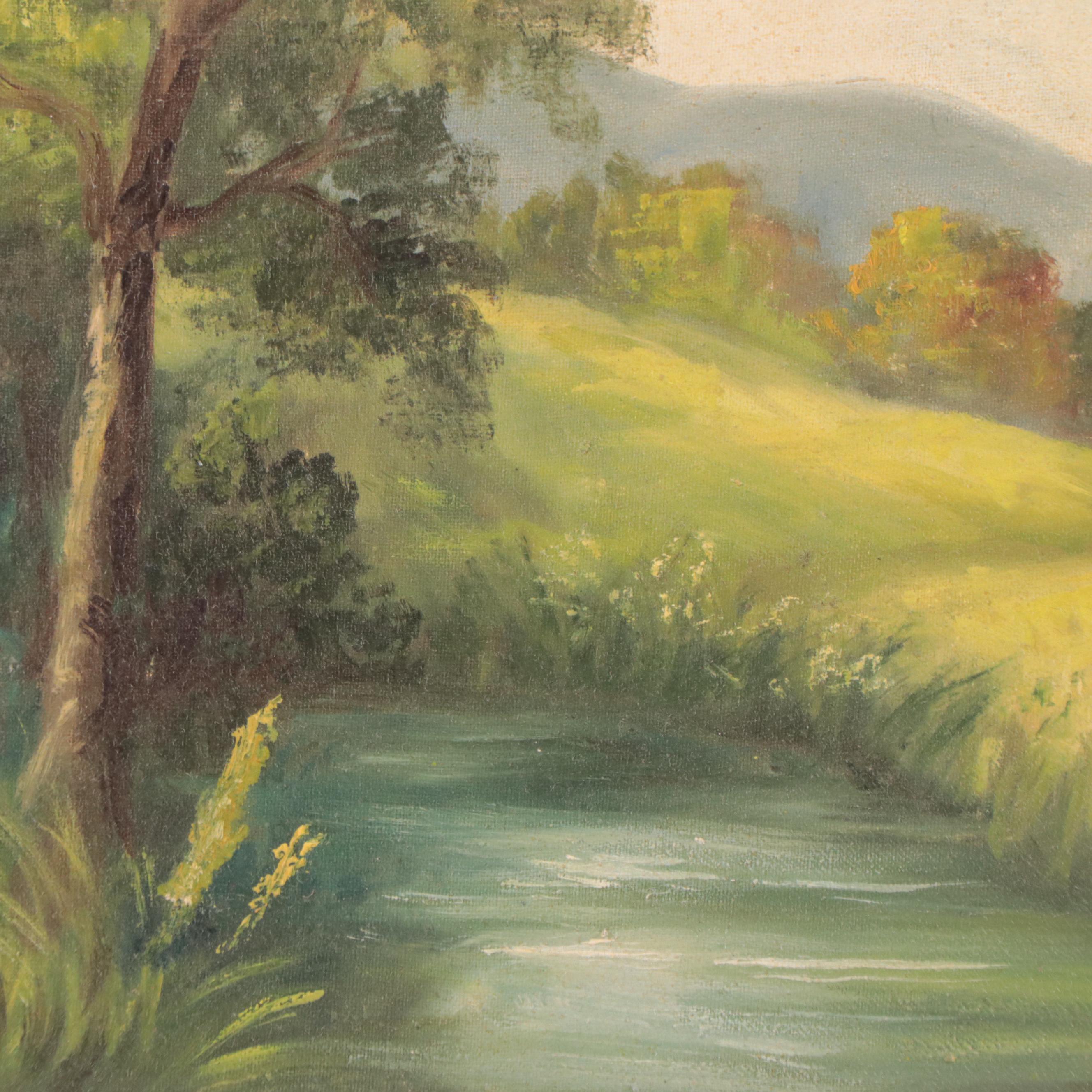 Landscape Oil Painting, Mid to Late 20th Century