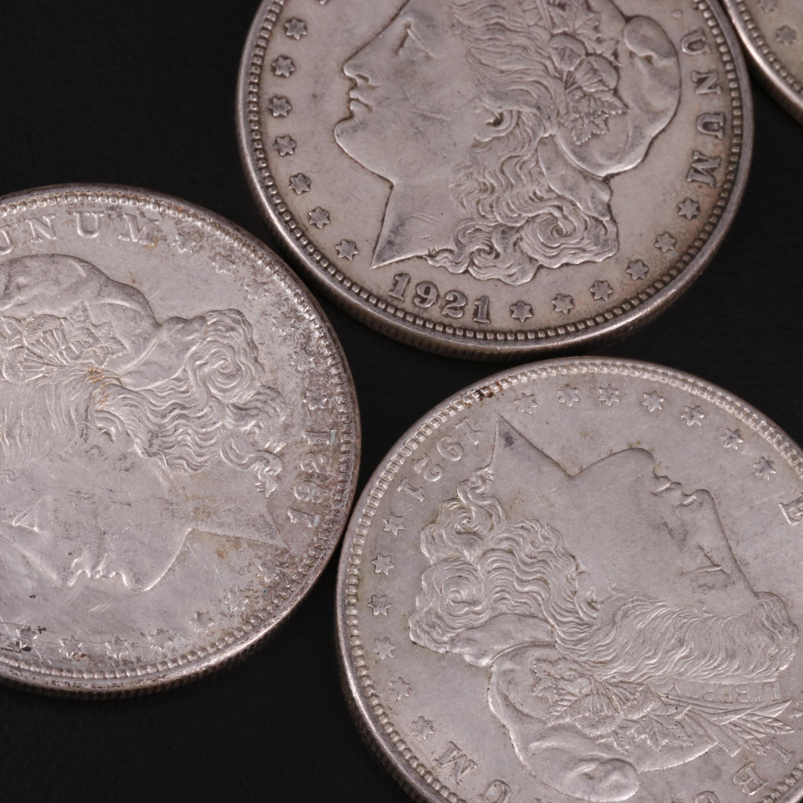 Five Morgan Silver Dollars