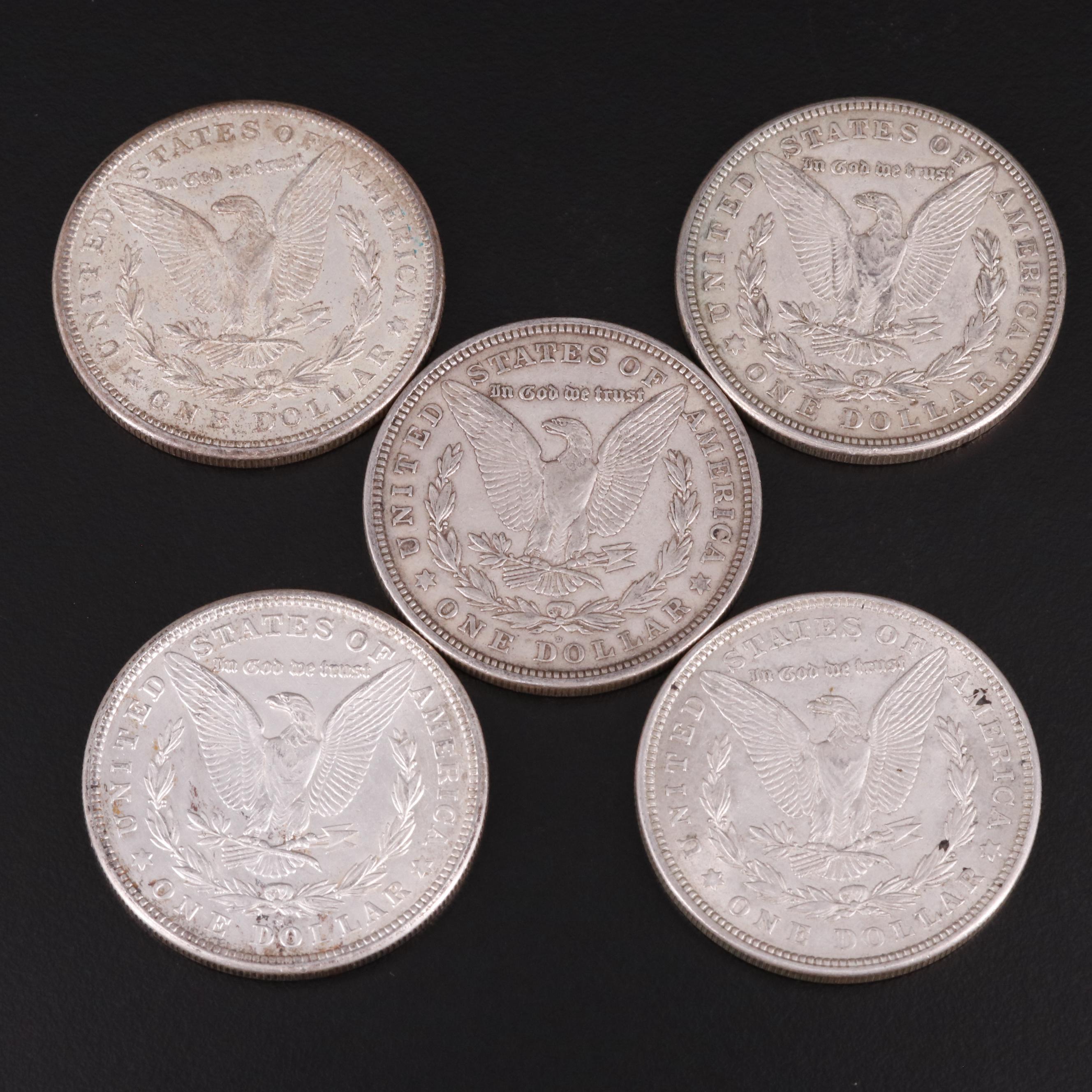 Five Morgan Silver Dollars