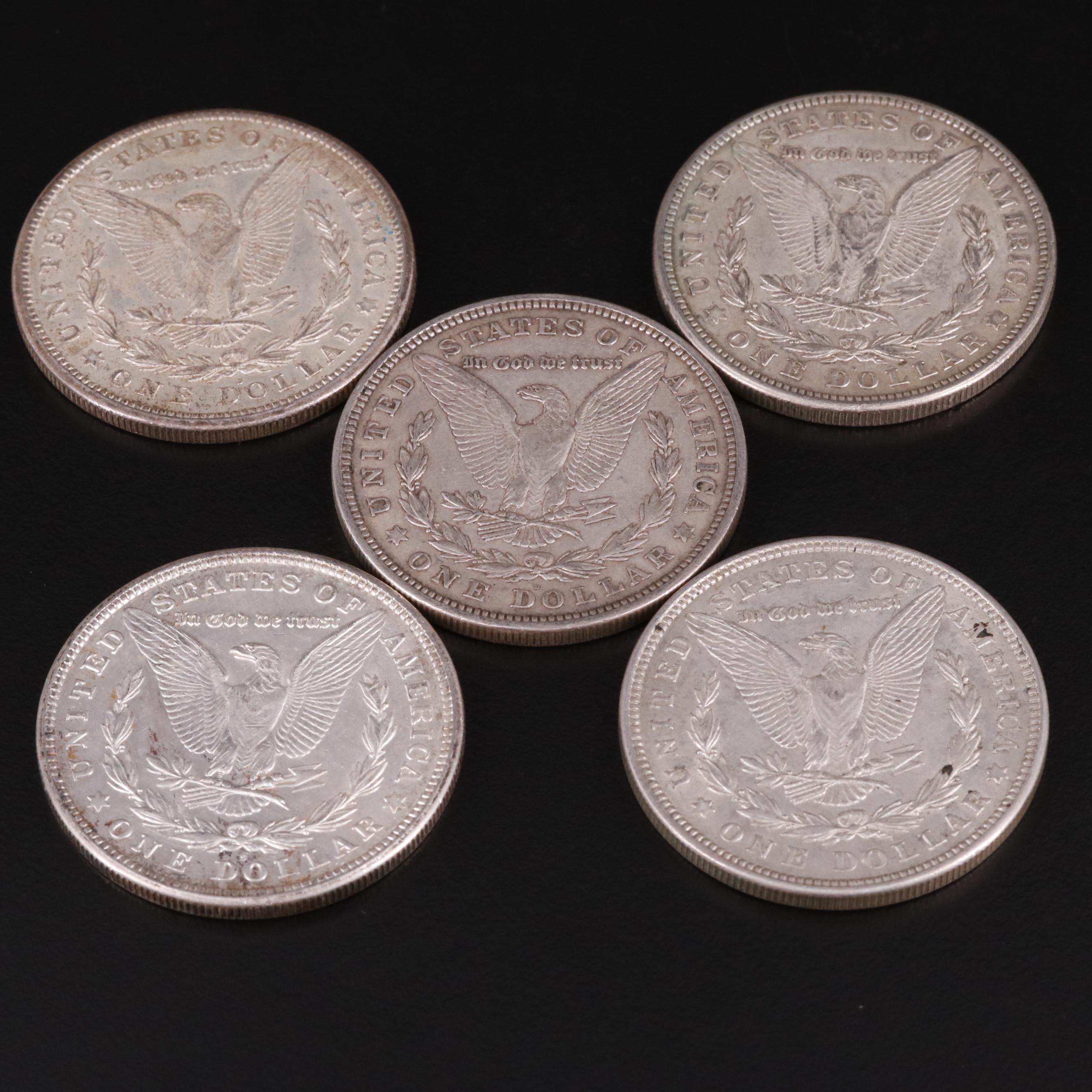 Five Morgan Silver Dollars