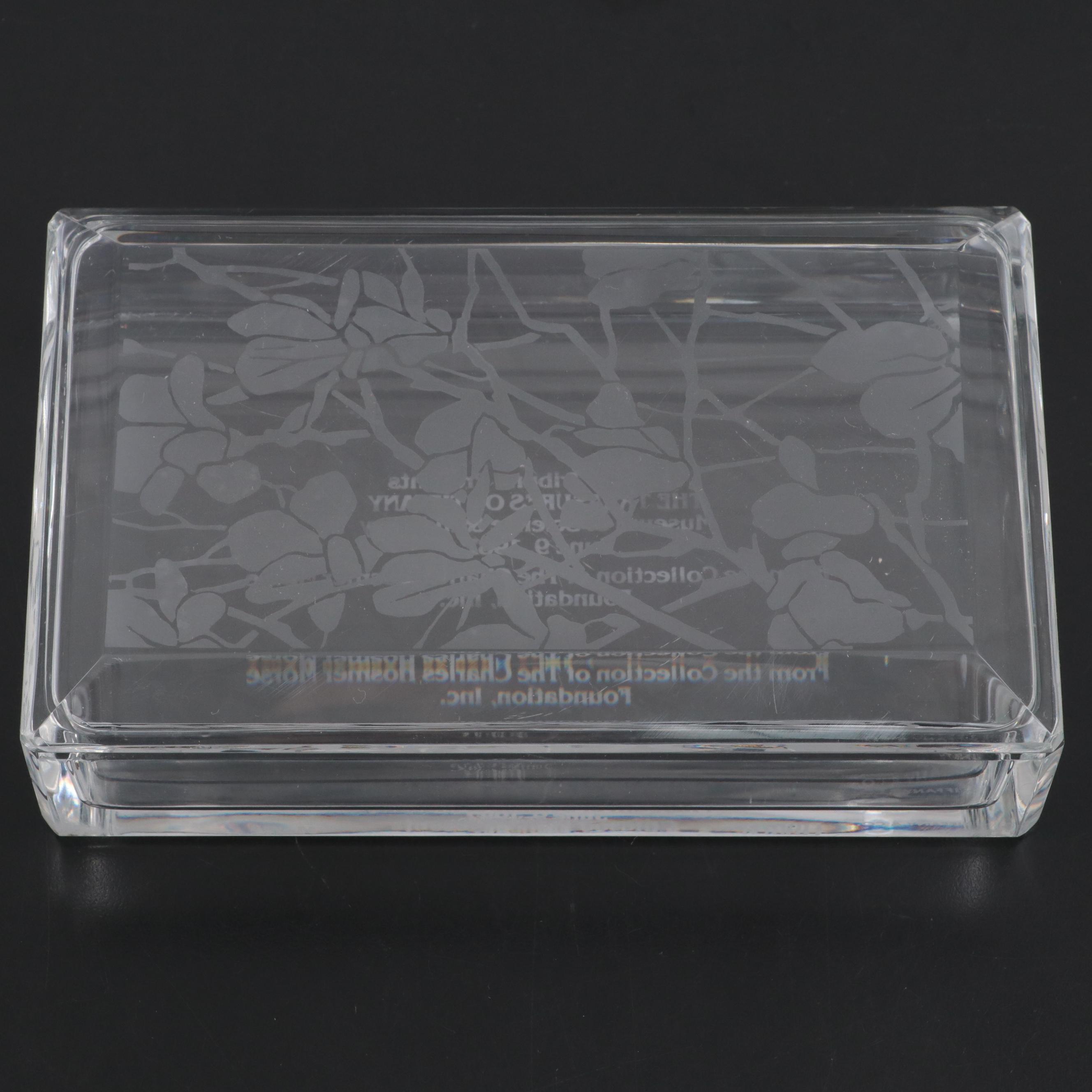 Val St. Lambert Etched Crystal Presentation Box from Tiffany Exhibit