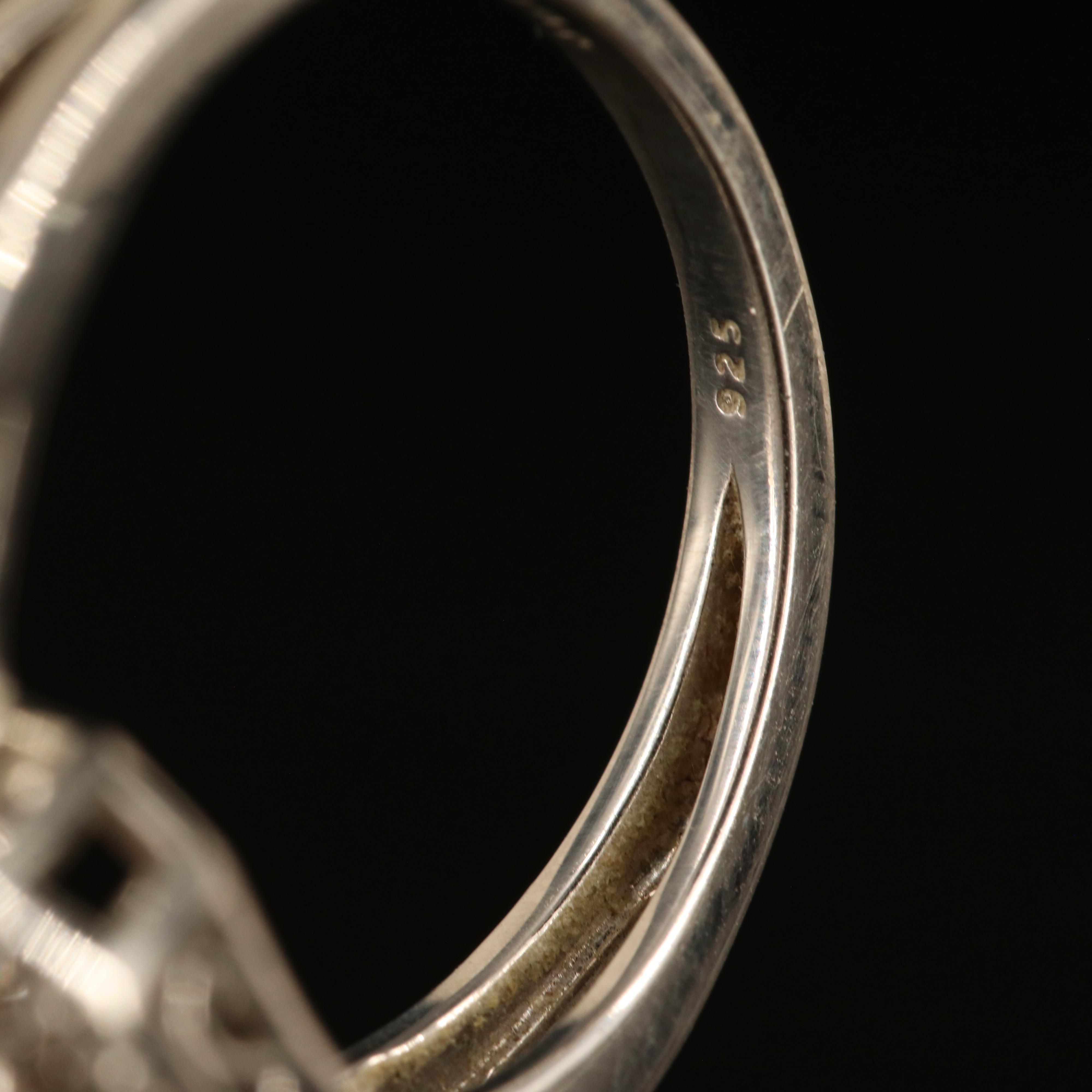 Sterling Opal and White Sapphire Ring