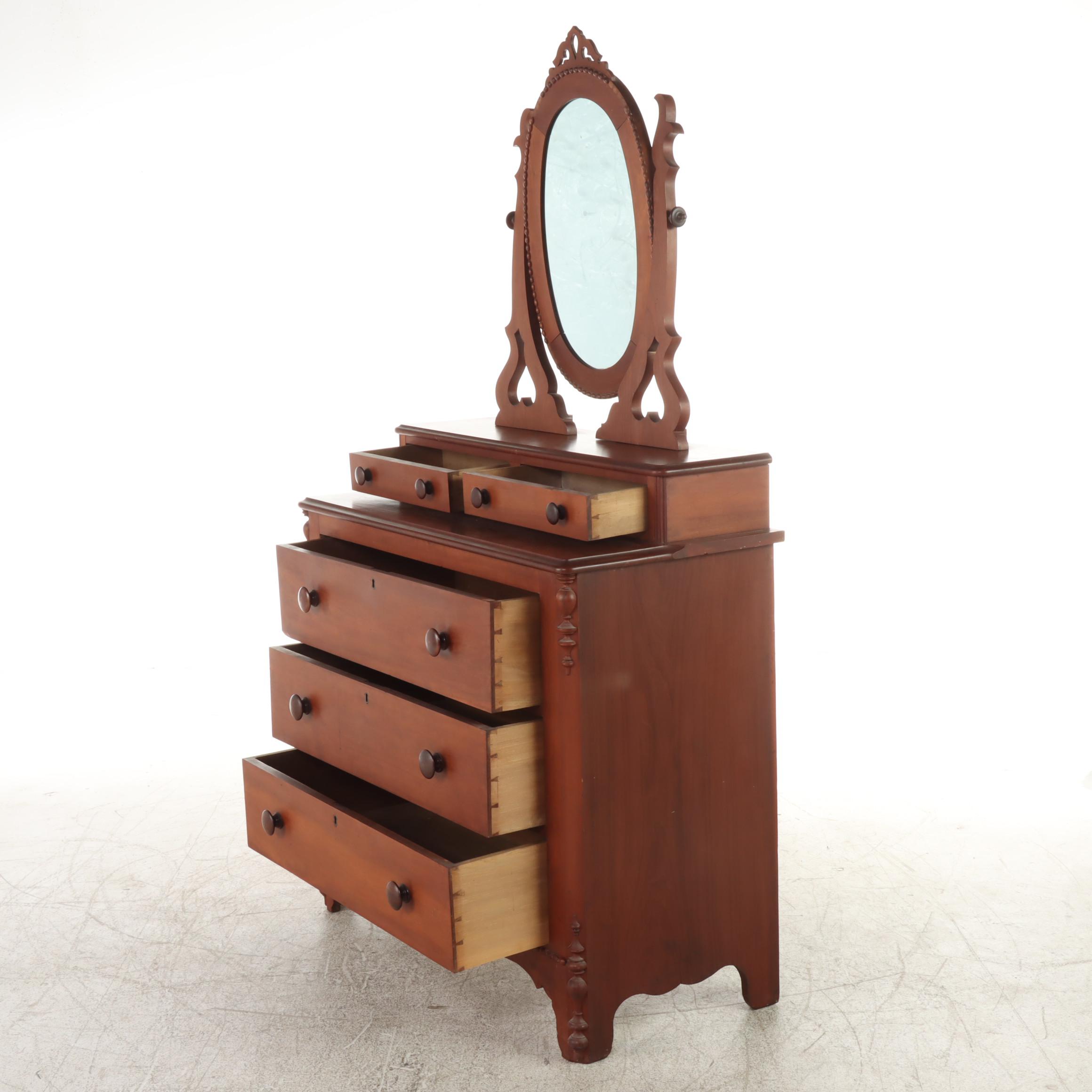 G. Henshaw & Sons Late Classical Cherrywood and Poplar Deck-Top Dresser