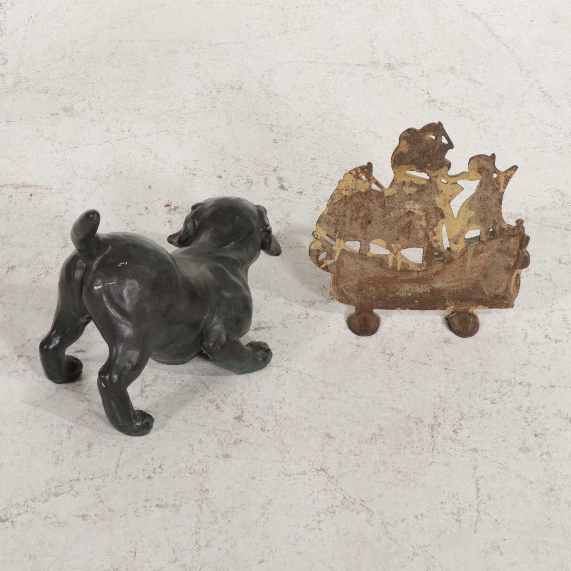 Austin Productions Playful Puppy, Painted Galleon Doorstops, Standing Ashtray