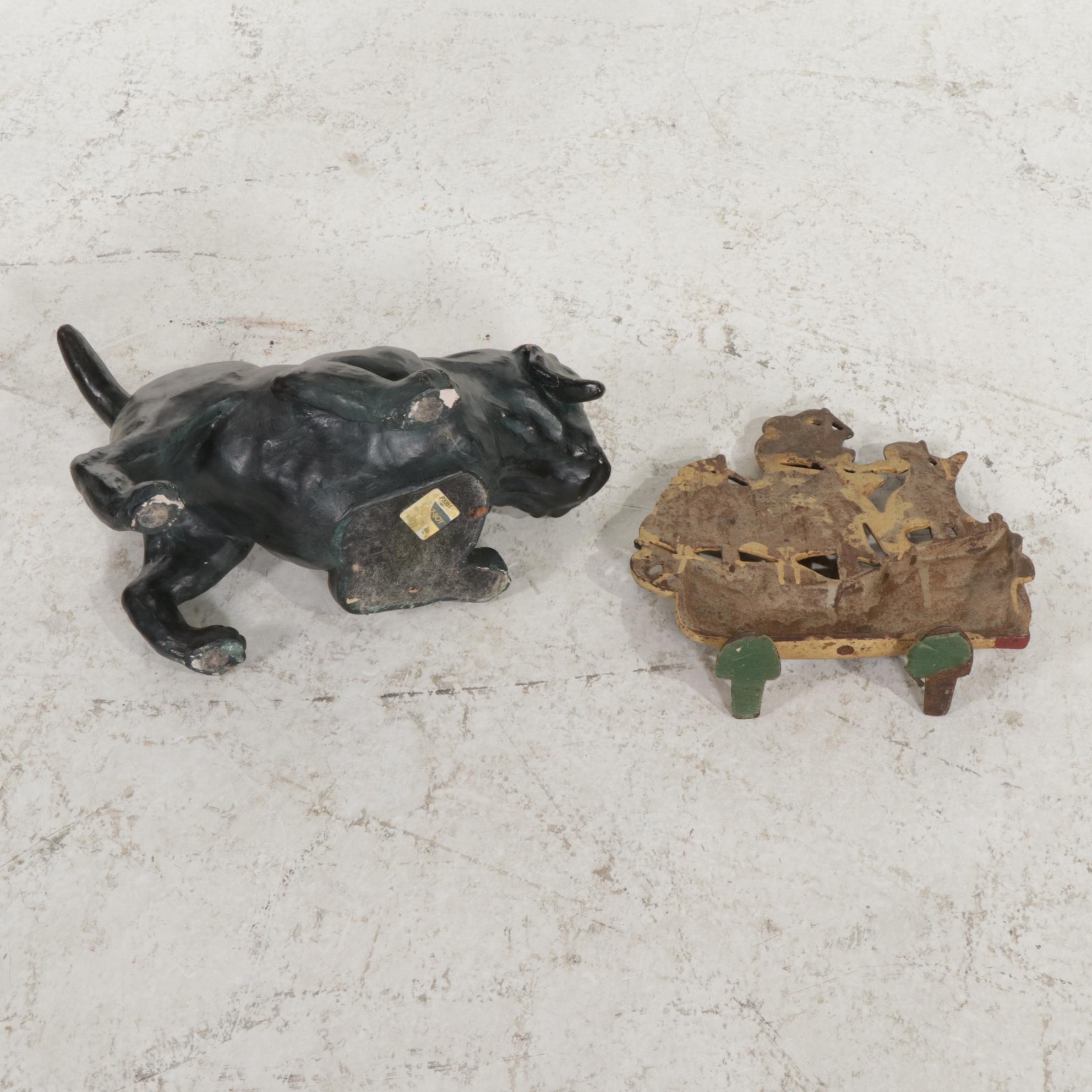 Austin Productions Playful Puppy, Painted Galleon Doorstops, Standing Ashtray