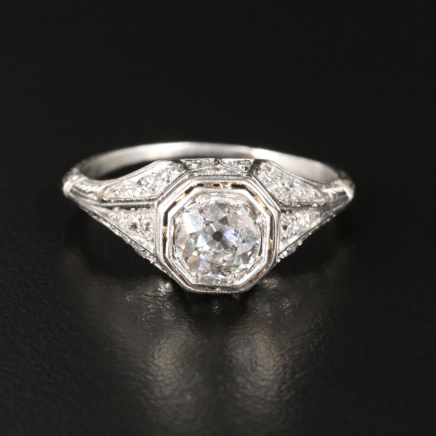 Art Deco Platinum 1.32 CTW Diamond Ring
