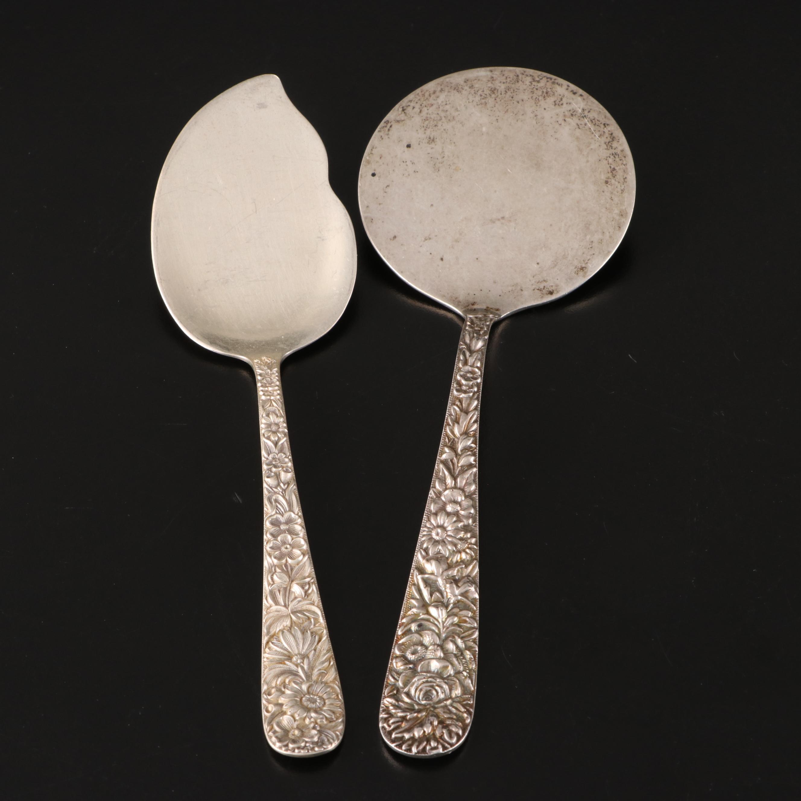 S. Kirk & Son Inc. Sterling Silver "Repoussé" Salad Fork and Serving Utensils