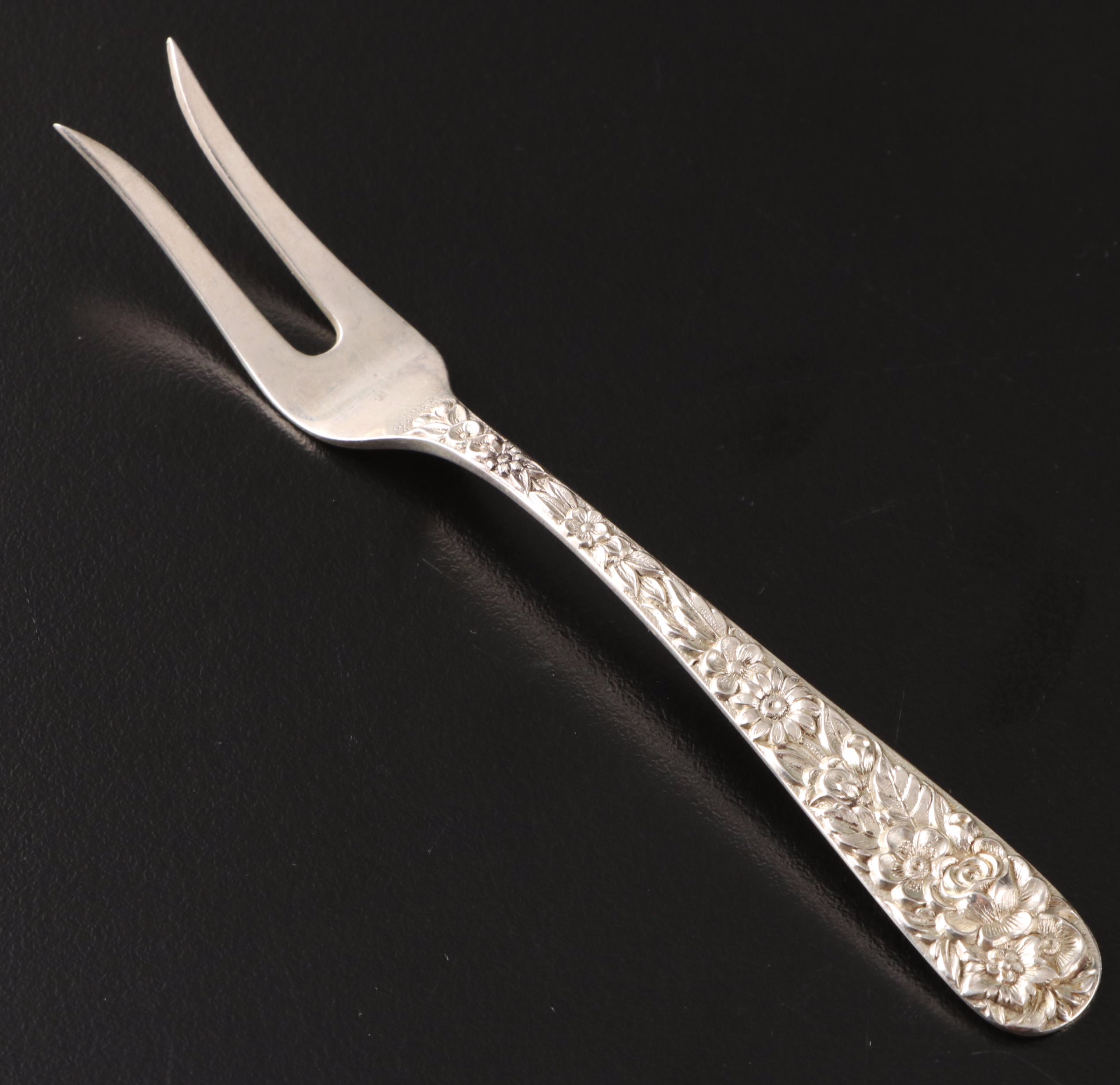 S. Kirk & Son Inc. Sterling Silver "Repoussé" Salad Fork and Serving Utensils