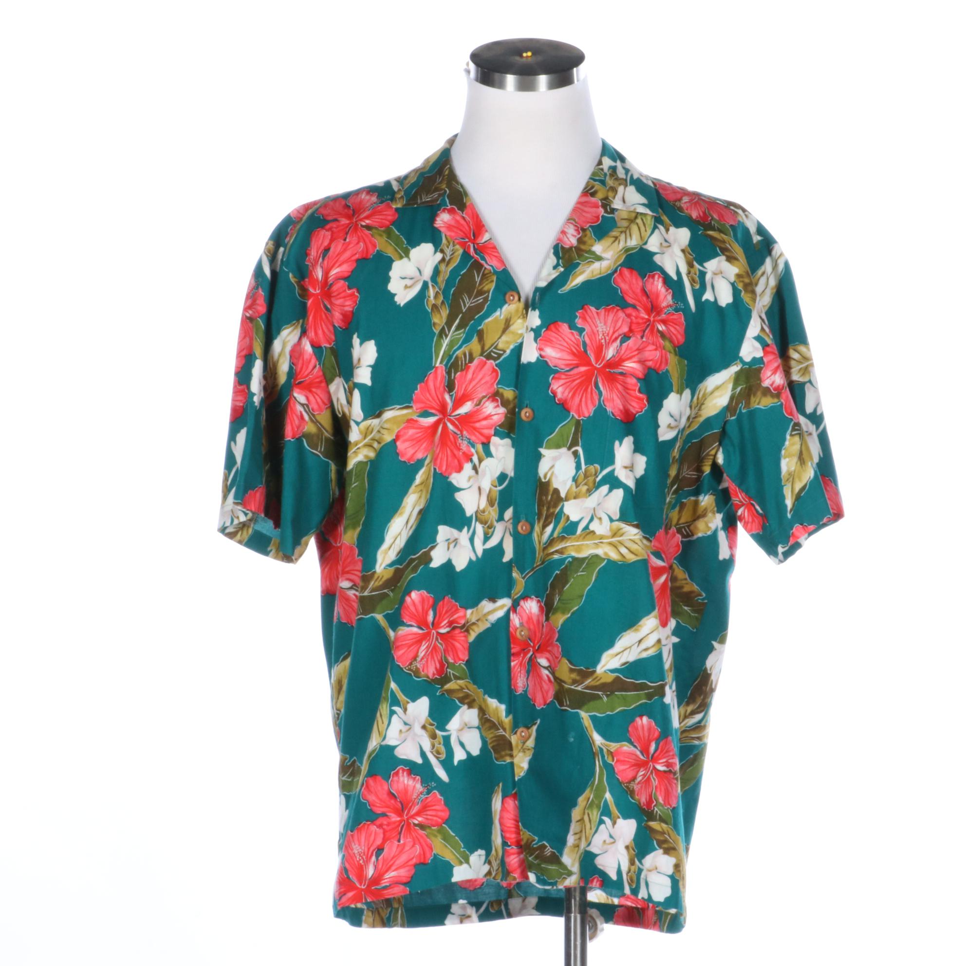 L.L. Bean Hawaiian Print Shirt with Remy Leather Jacket