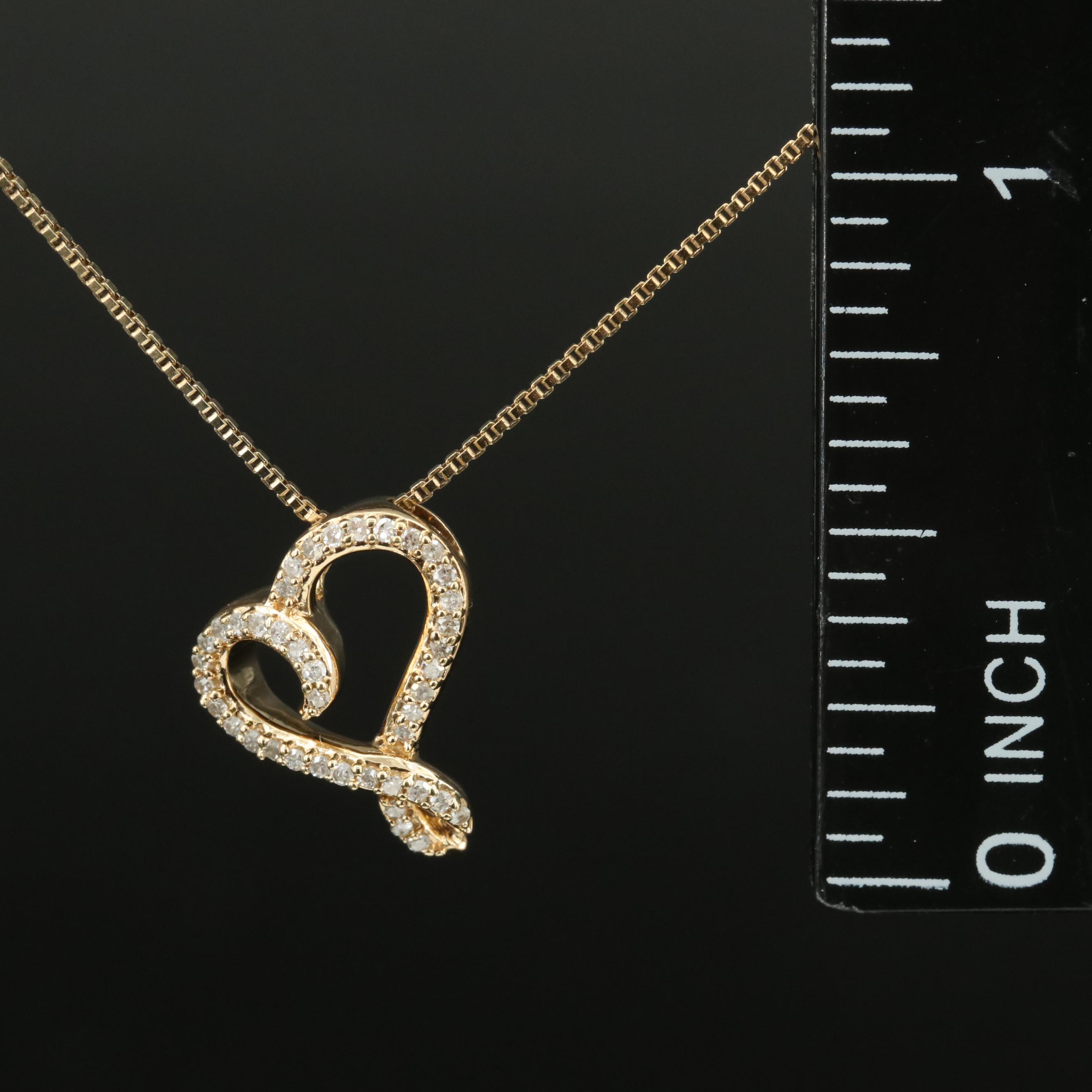 Sterling Diamond Heart Pendant Necklace