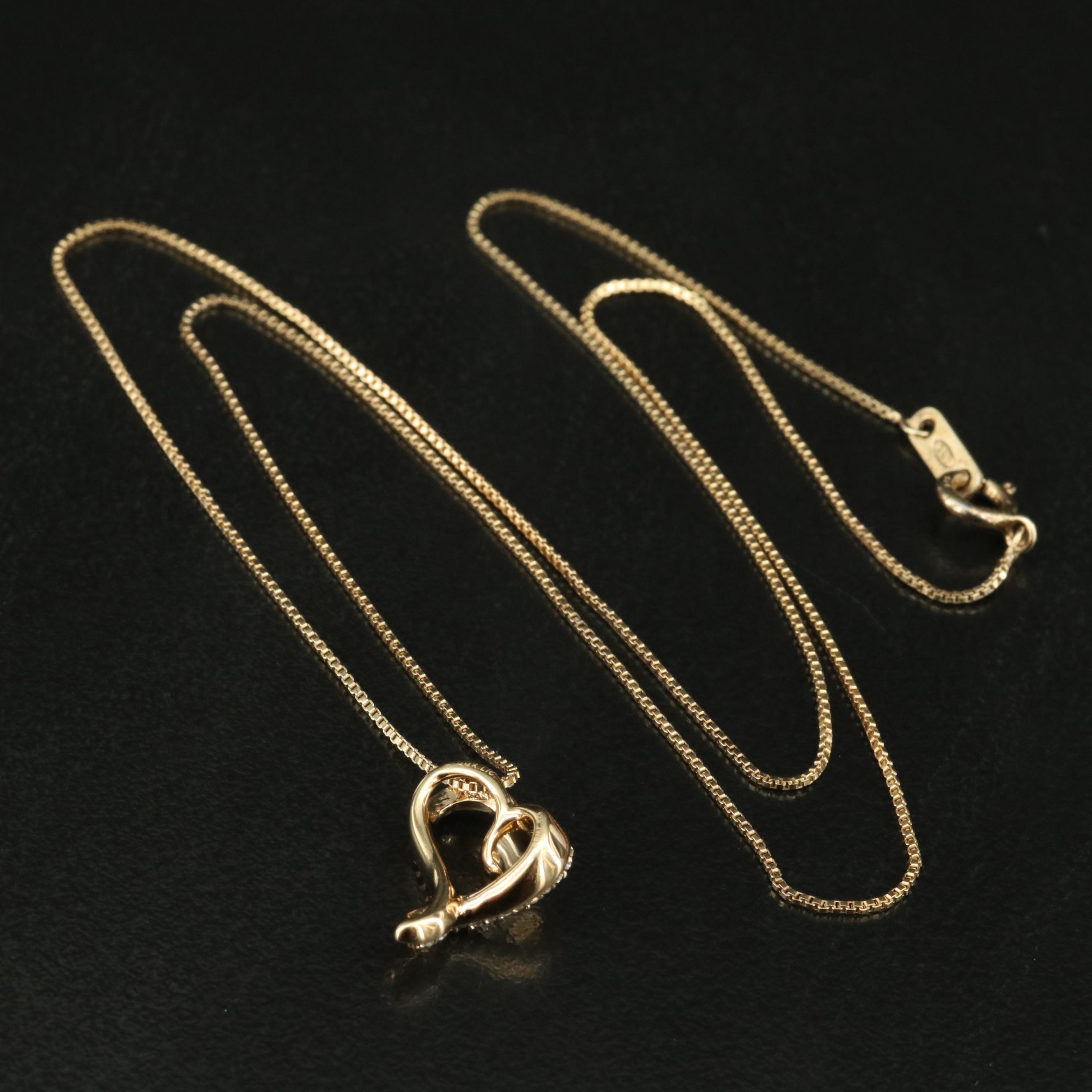 Sterling Diamond Heart Pendant Necklace