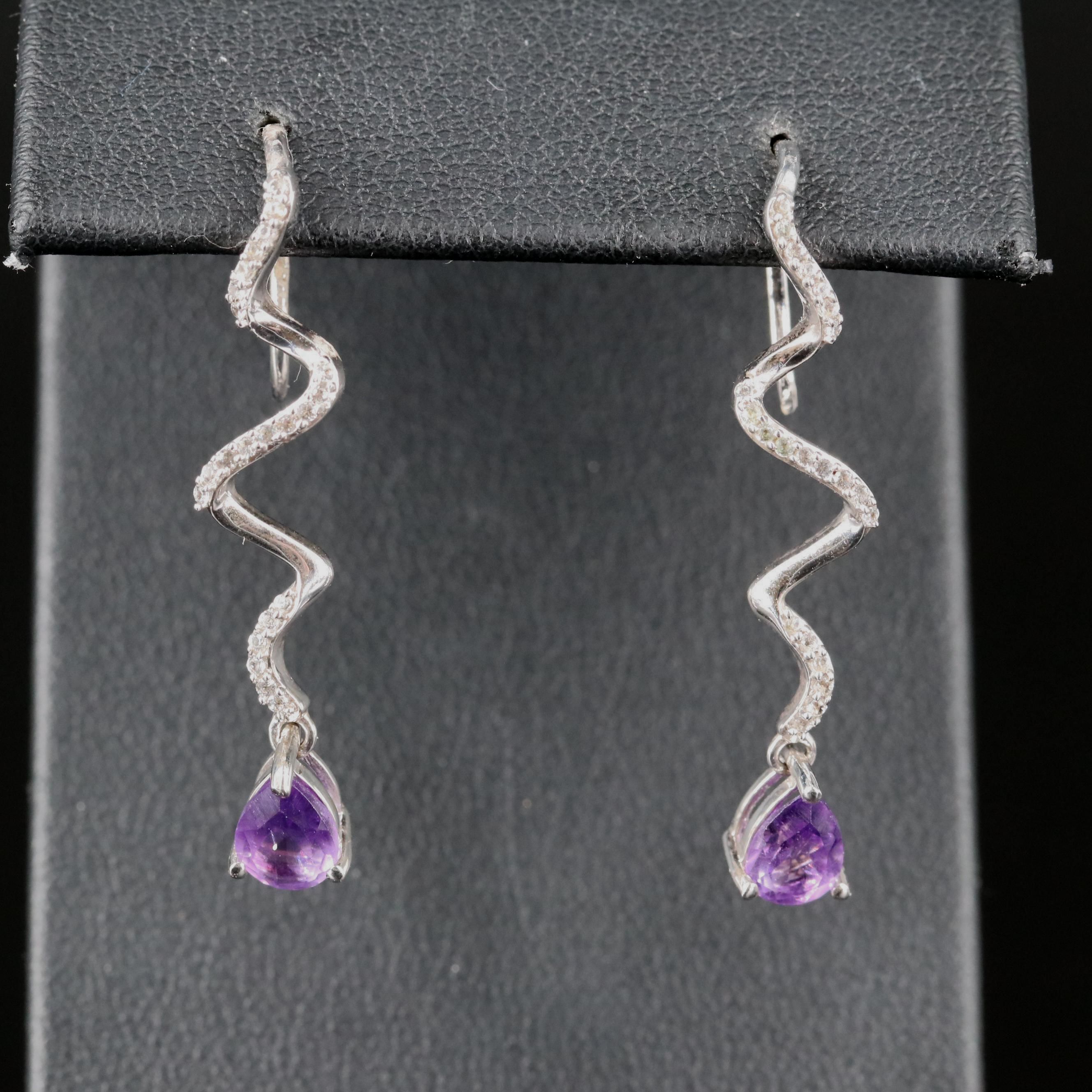 Sterling Amethyst and Sapphire Earrings