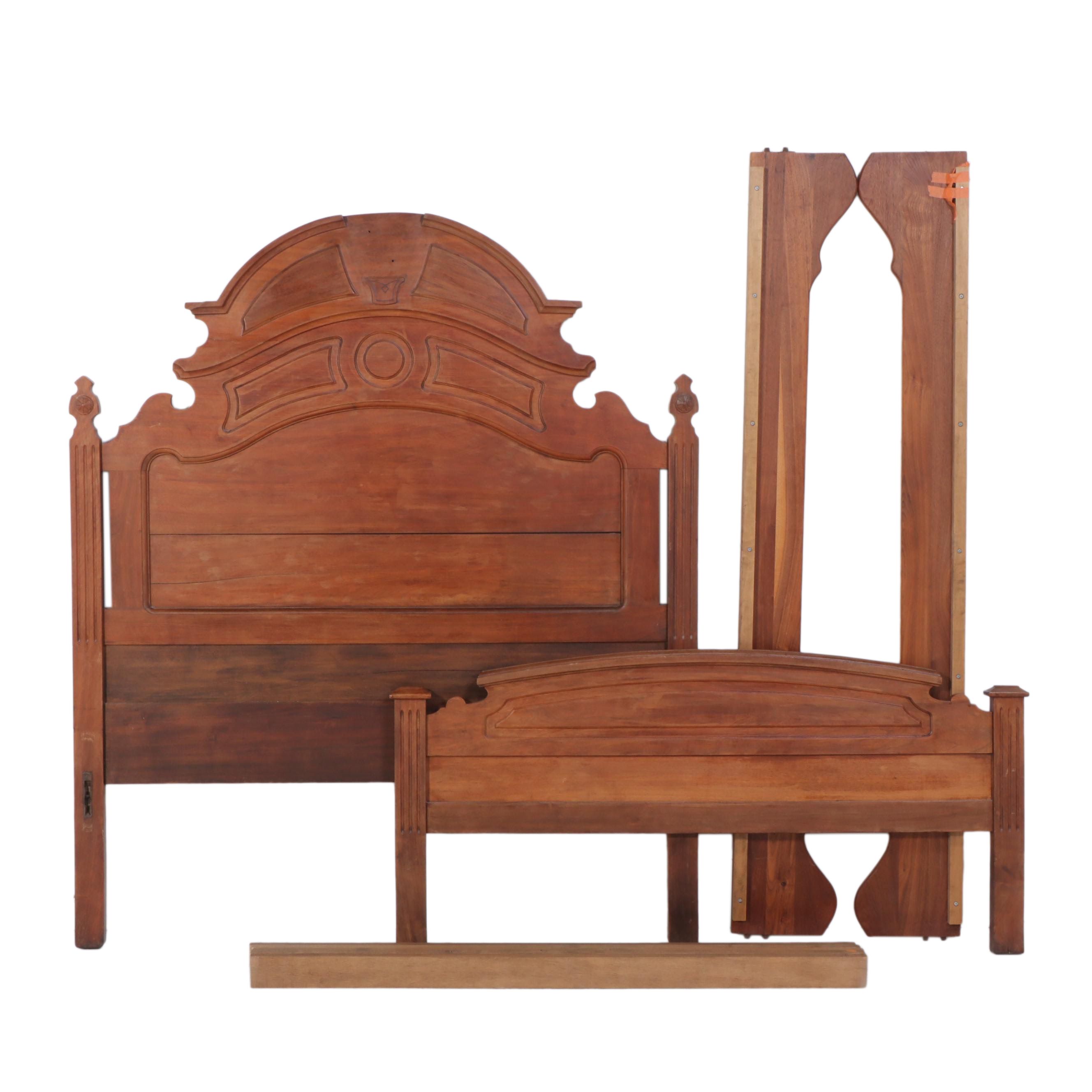 Victorian Walnut Full Size Bed Frame, Late 19th Century