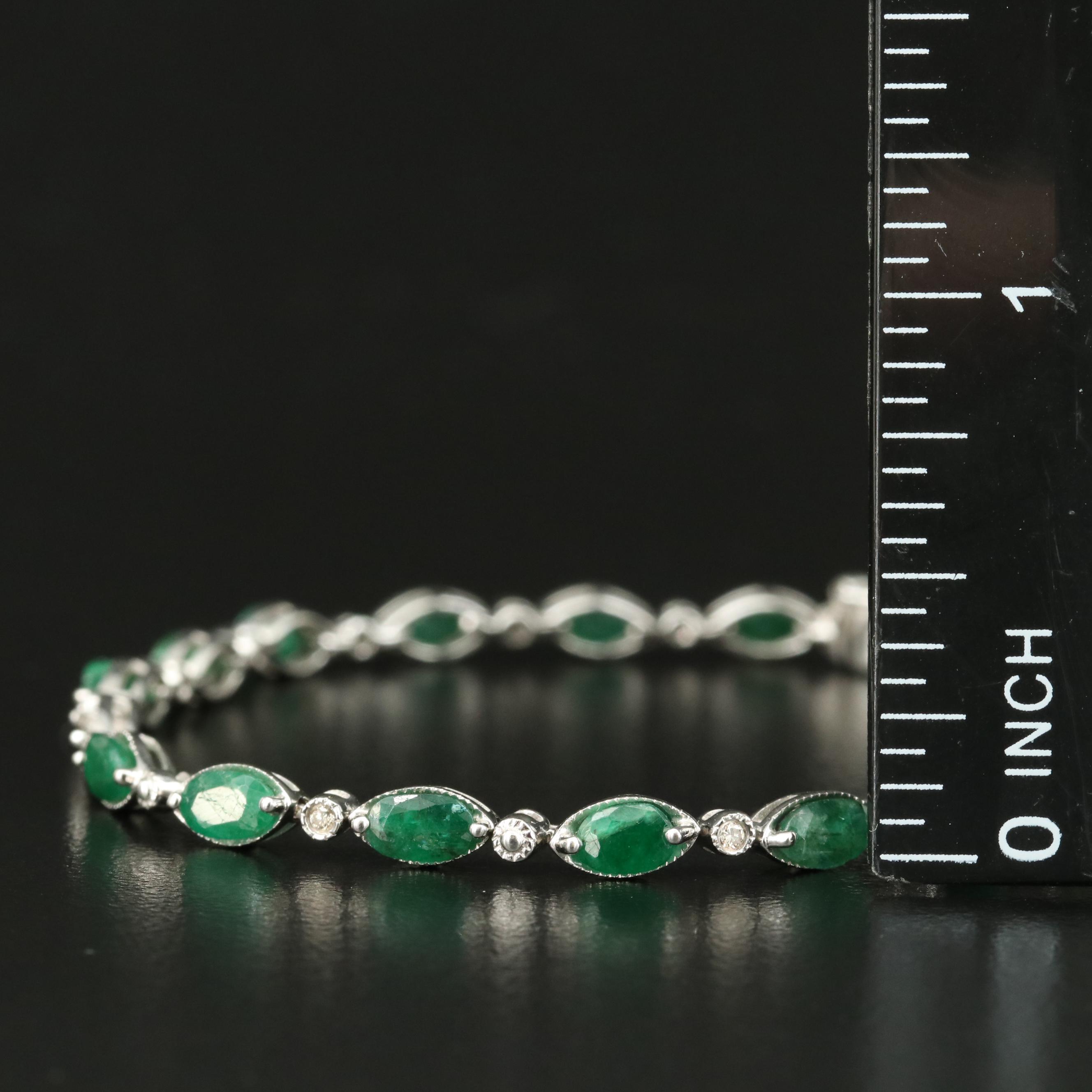 14K Emerald and Diamond Bracelet