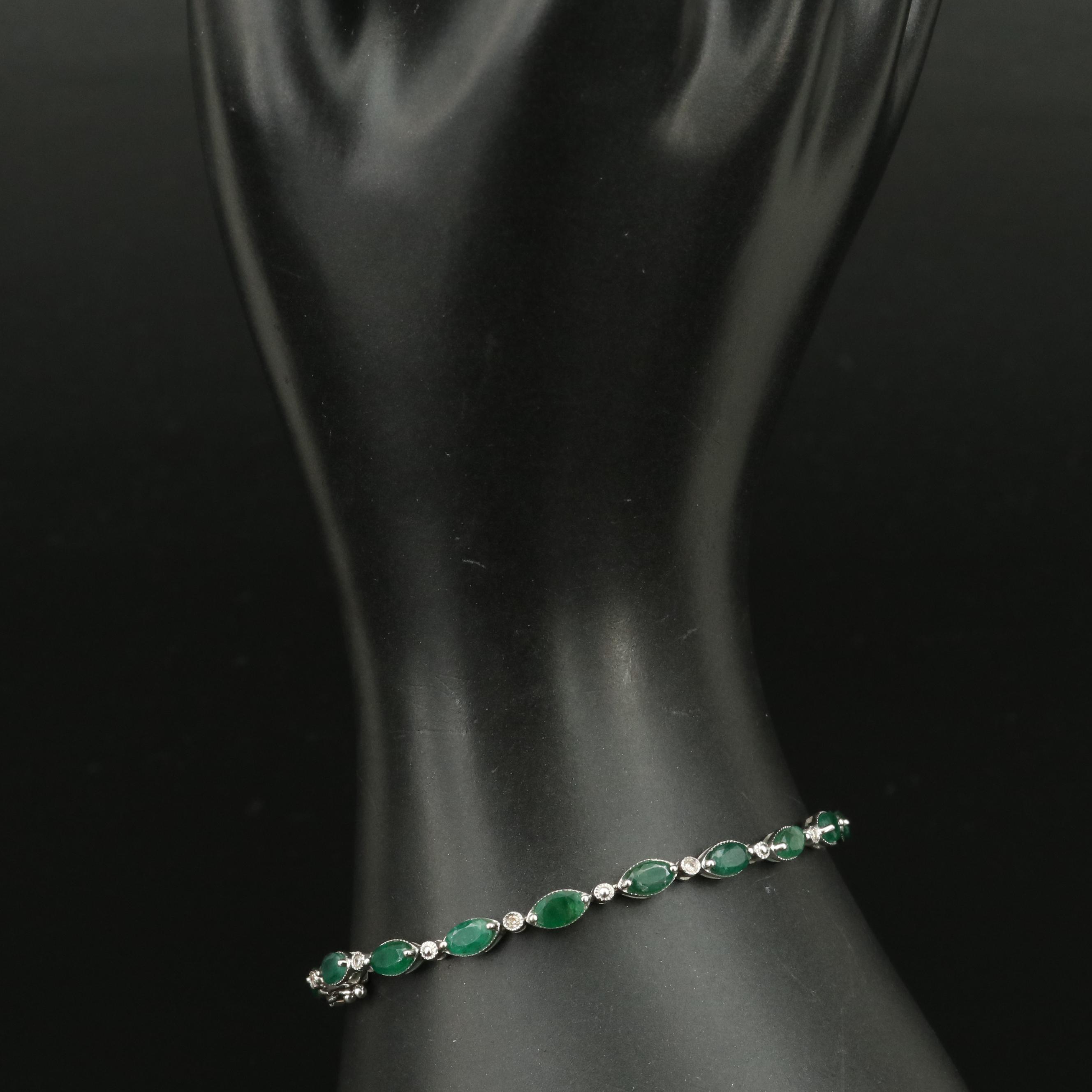 14K Emerald and Diamond Bracelet